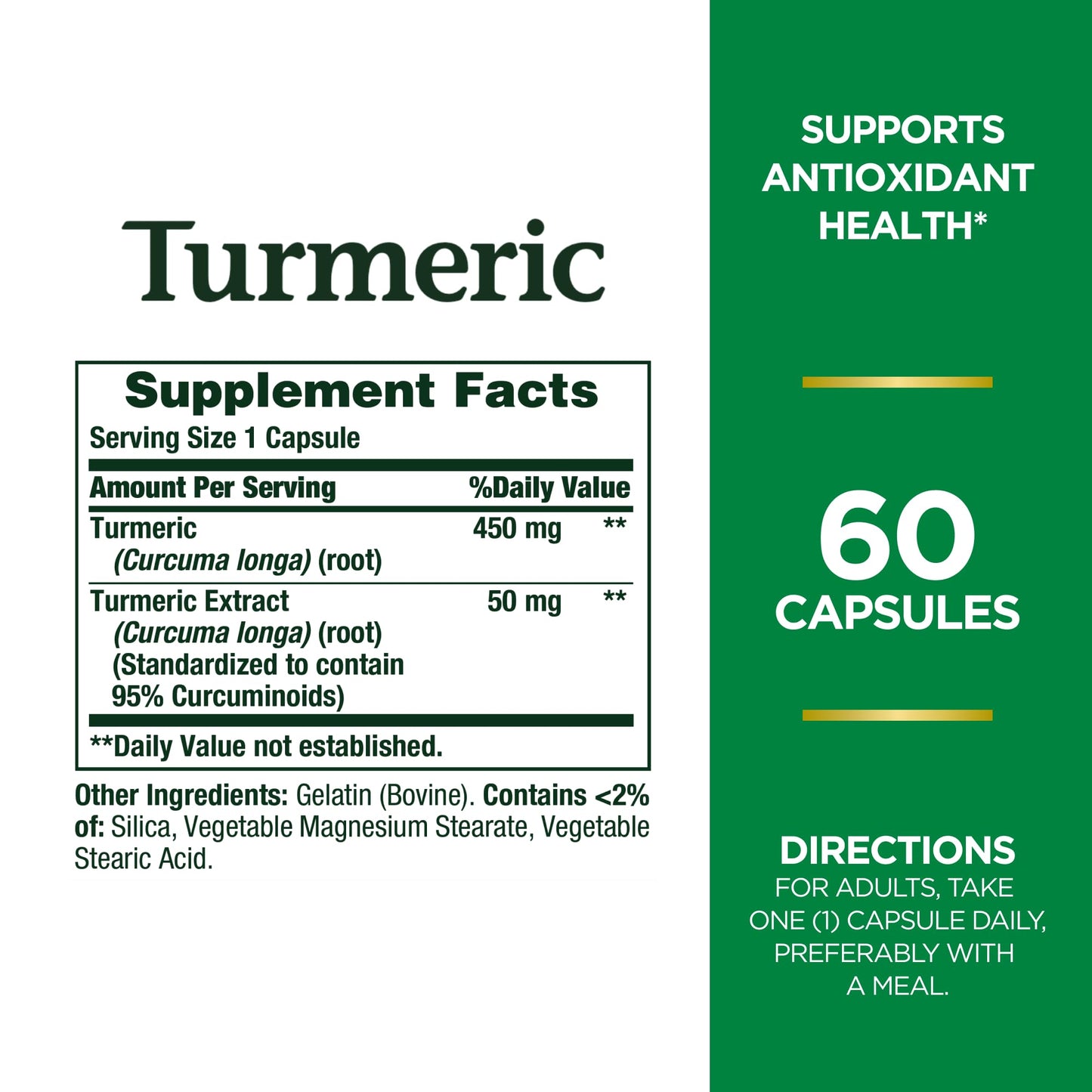 Nature's Bounty Turmeric/Curcumin, 60 Capsules, 450 Mg- image 4