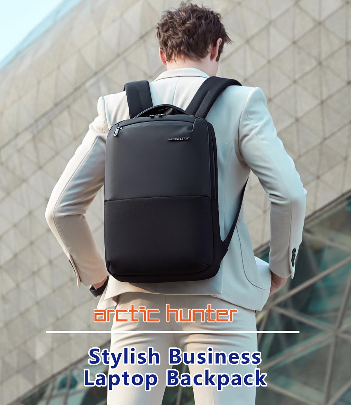 Arctic Hunter Slim Laptop Backpack 16L Lightweight Stylish 15.6 inch Laptop Bag Water Resistant Premium Business Backpack for Men Women Office College Commuting Daily,Black