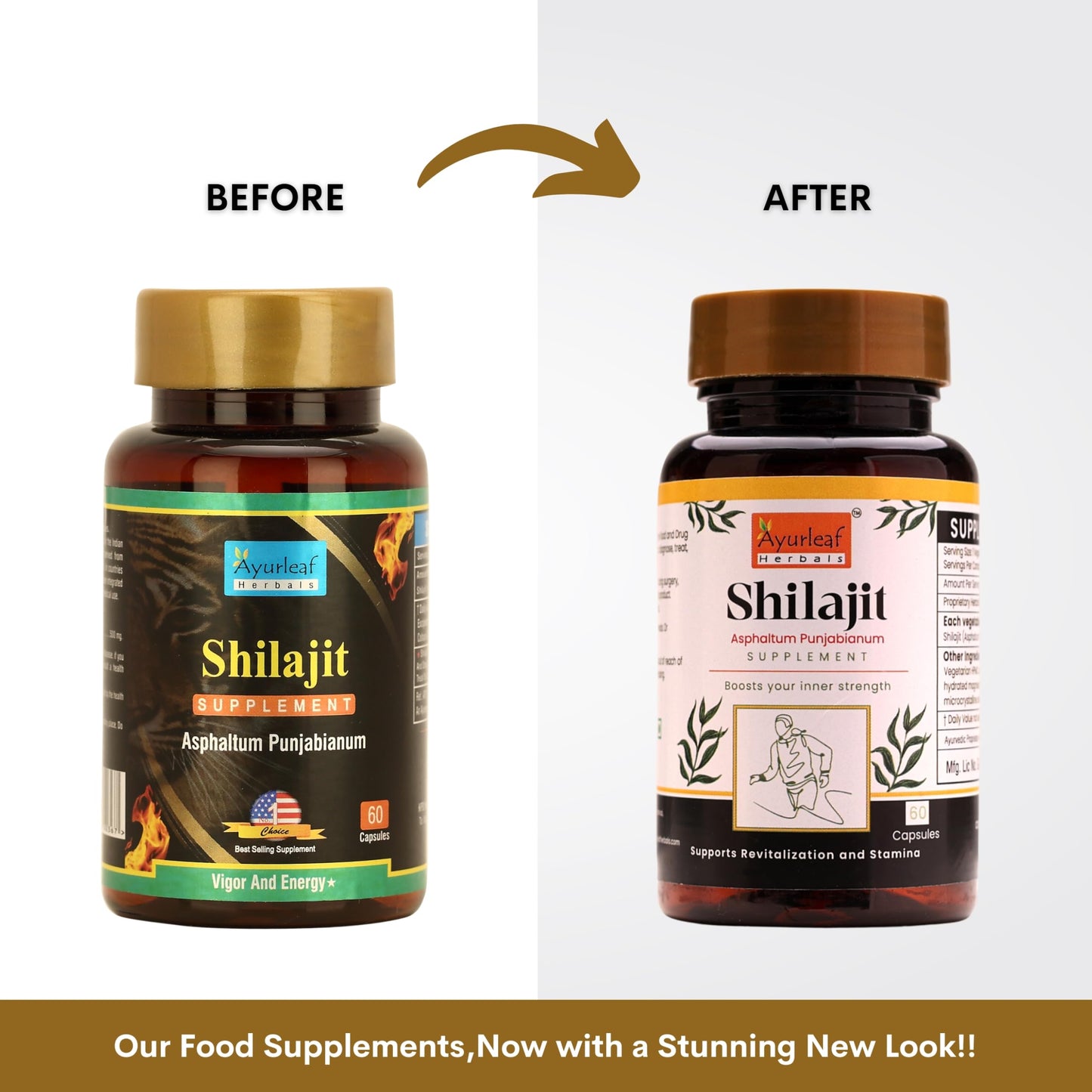 Ayurleaf Herbals Shilajit Capsules | Pure herbal for Strength, and Power | Ayurvedic Supplement | For Men (60 Capsules)
