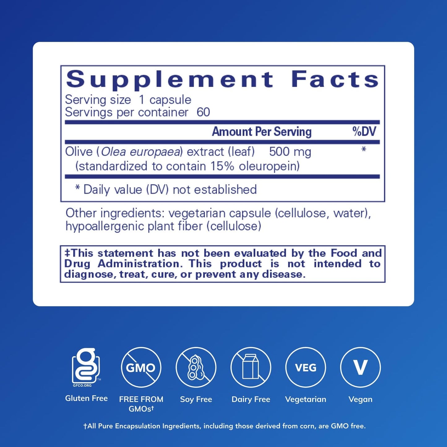 Pure Encapsulations - Olive Leaf extract 500 mg 60 cap