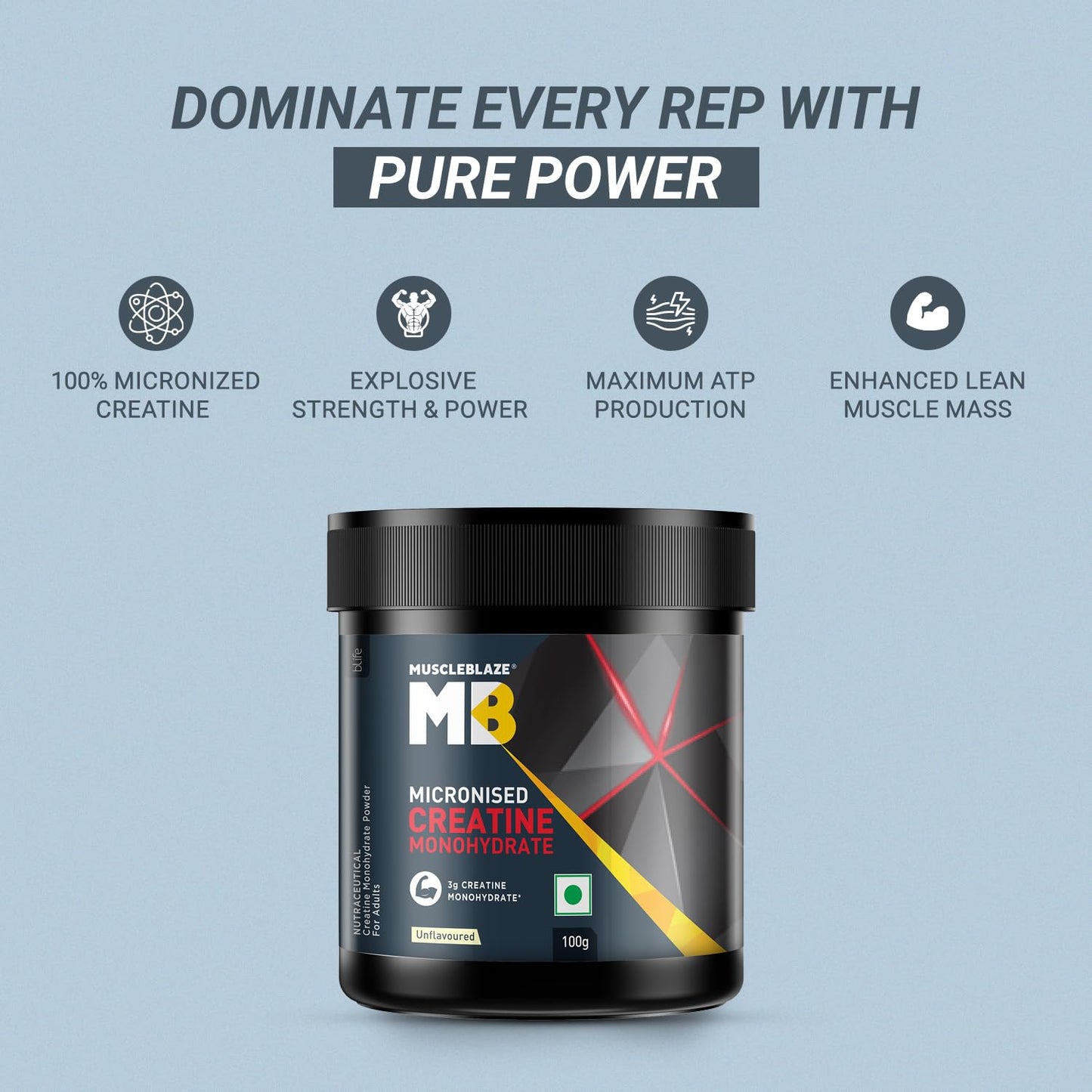 MuscleBlaze Micronized Creatine Monohydrate Powder, Unflavoured (33 Ser- image 9