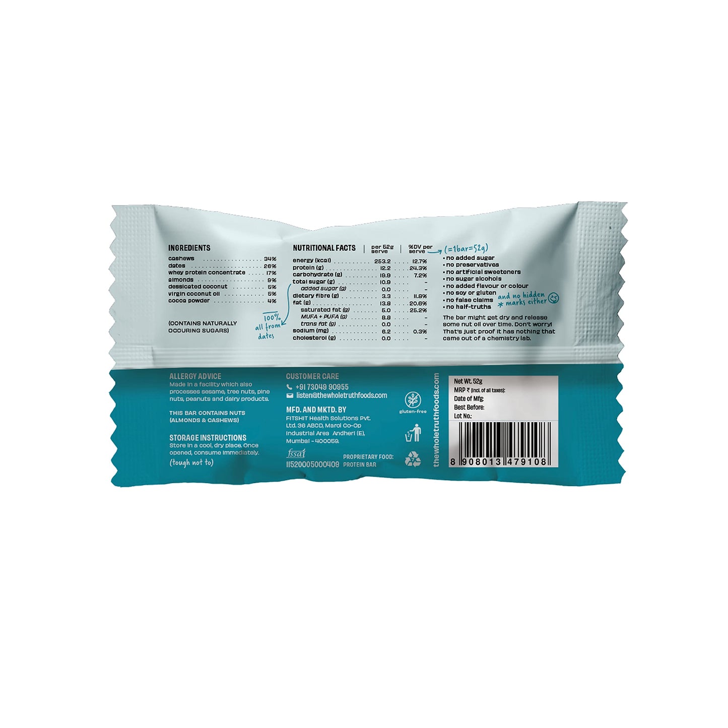The Whole Truth - Protein Bars - Coconut Cocoa | Pack of 6 x 52g each |- image 6