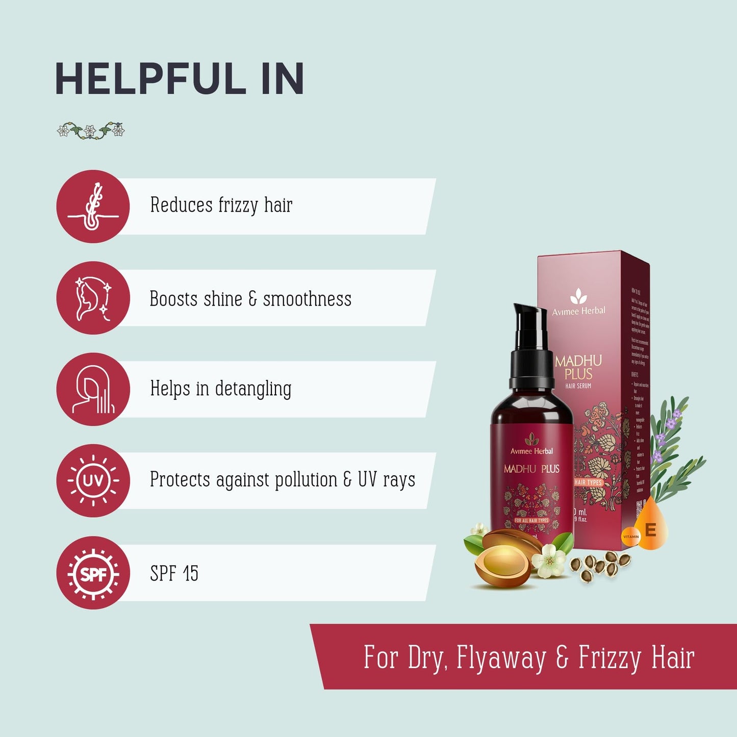 AVIMEE HERBAL Madhu Plus Herbal Hair Serum With Spf 15 For Frizz Free &- image 5