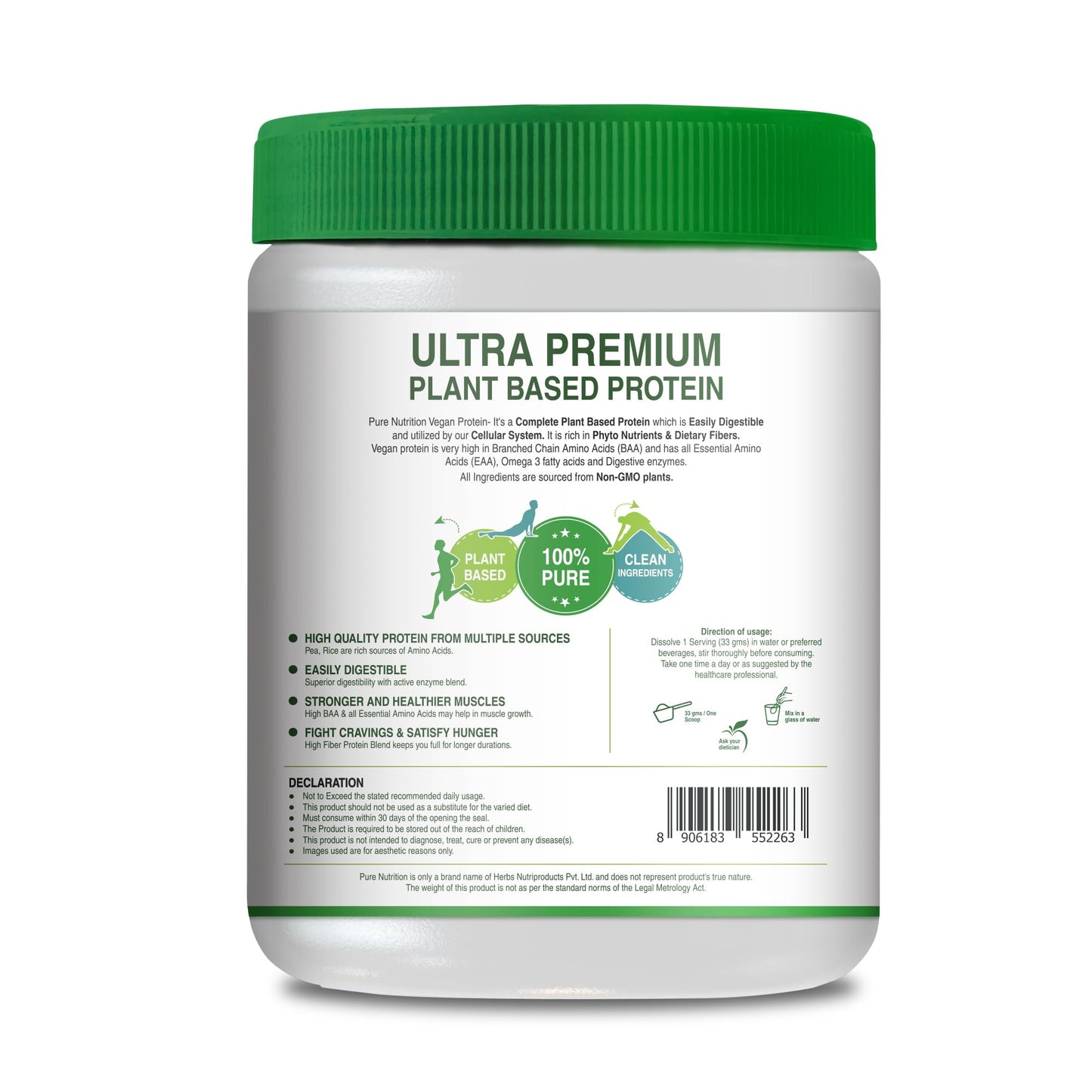 Pure Nutrition Plant Protein Powder for Men, Women -Banana & Strawberry- image 7