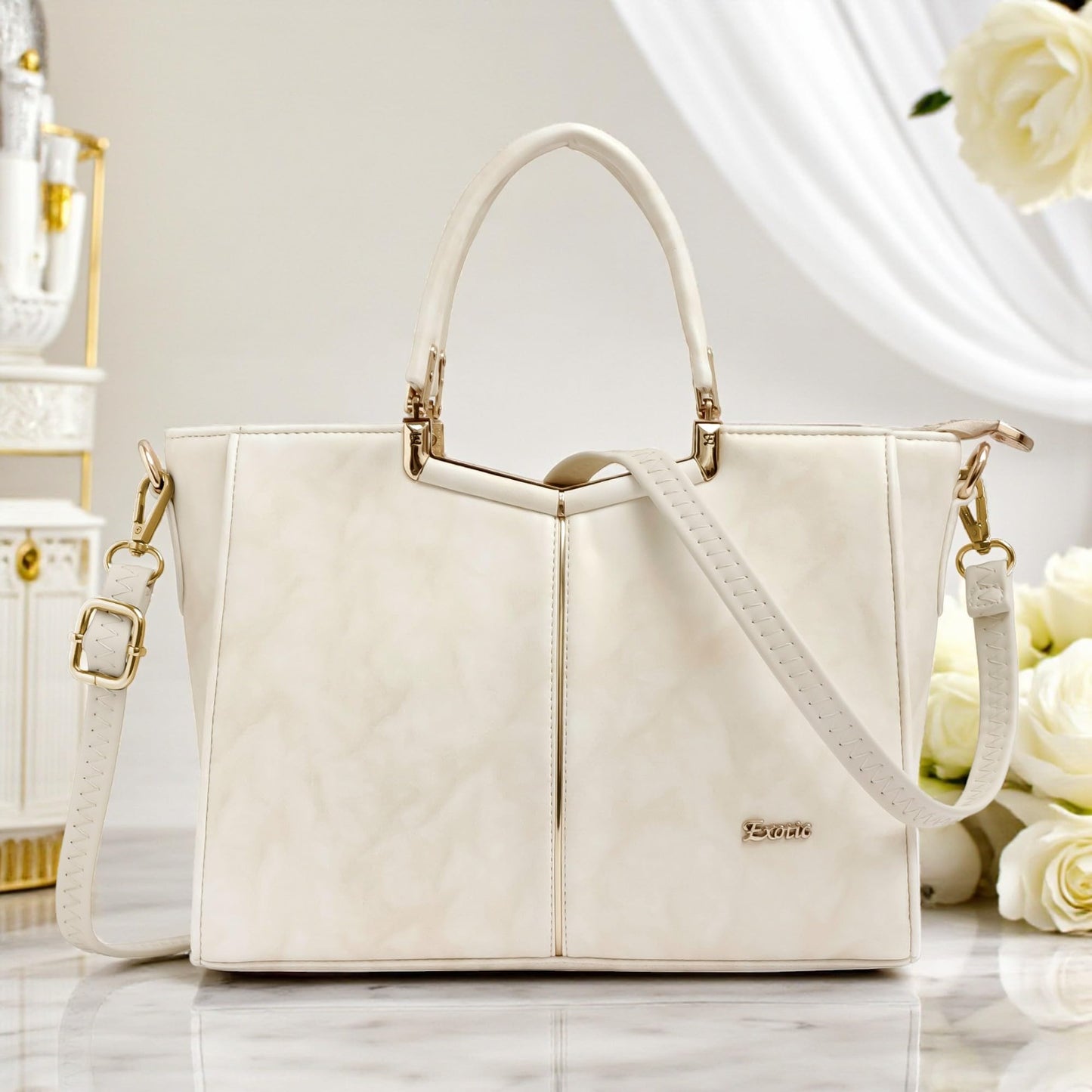 EXOTIC Solid Color Hand and Sling Bag | Fasnable Bag | Shoulder Bag | Crossbody and sling Bag (White)