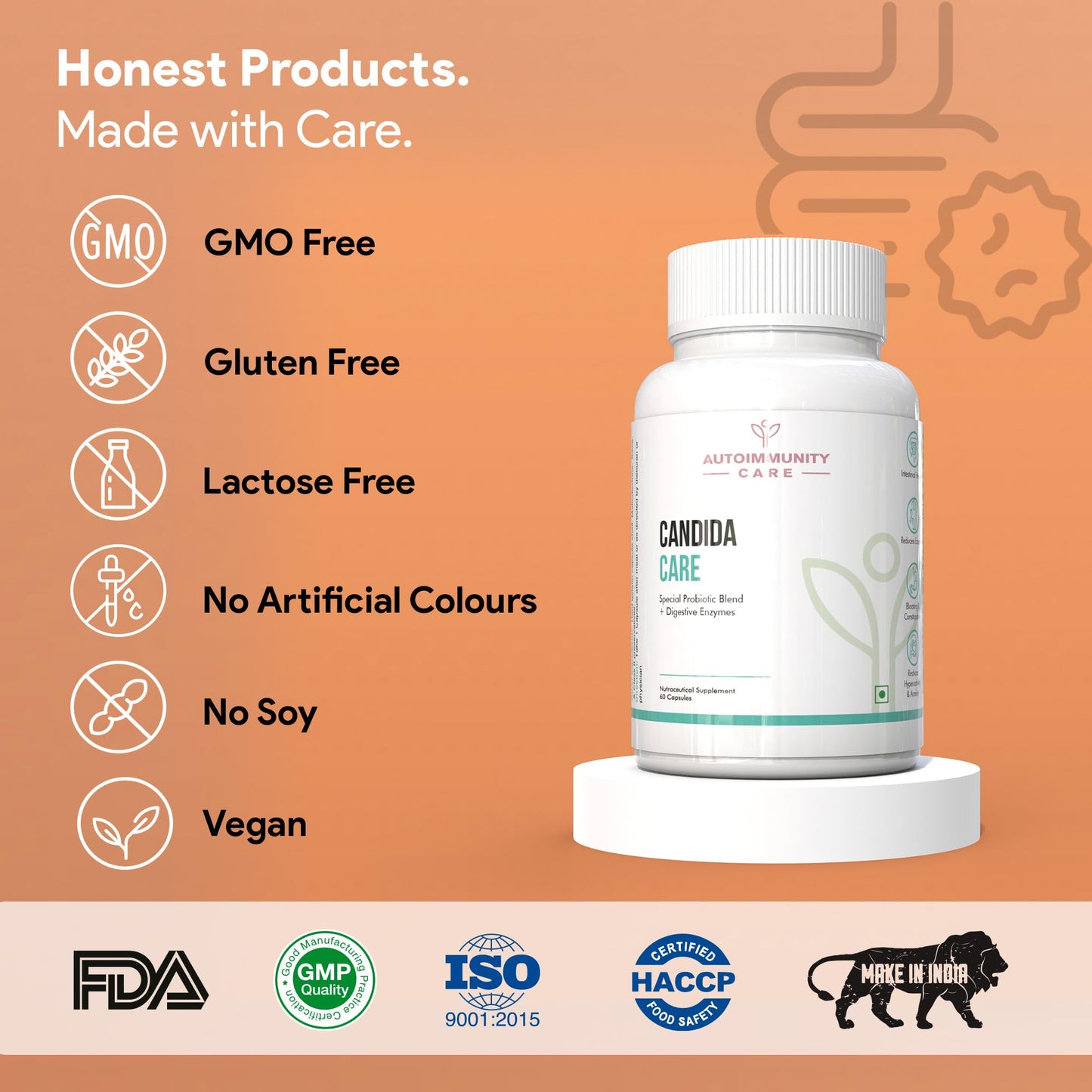 Autoimmunity Care: Candida Care - Advanced Multi-Probiotic Blend | Fights Infections, Leaky Gut, and Candida Defense | 60 Capsules