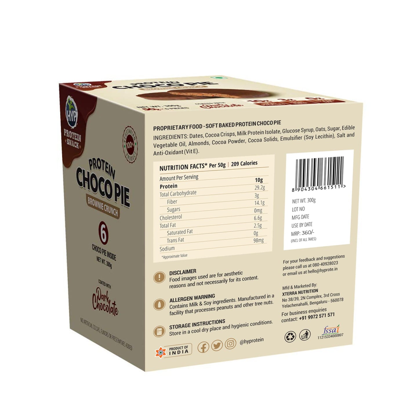 HYP- Protein Choco Pie, Brownie Crunch (6x50 g) | 10 g Protein per Pie- image 7