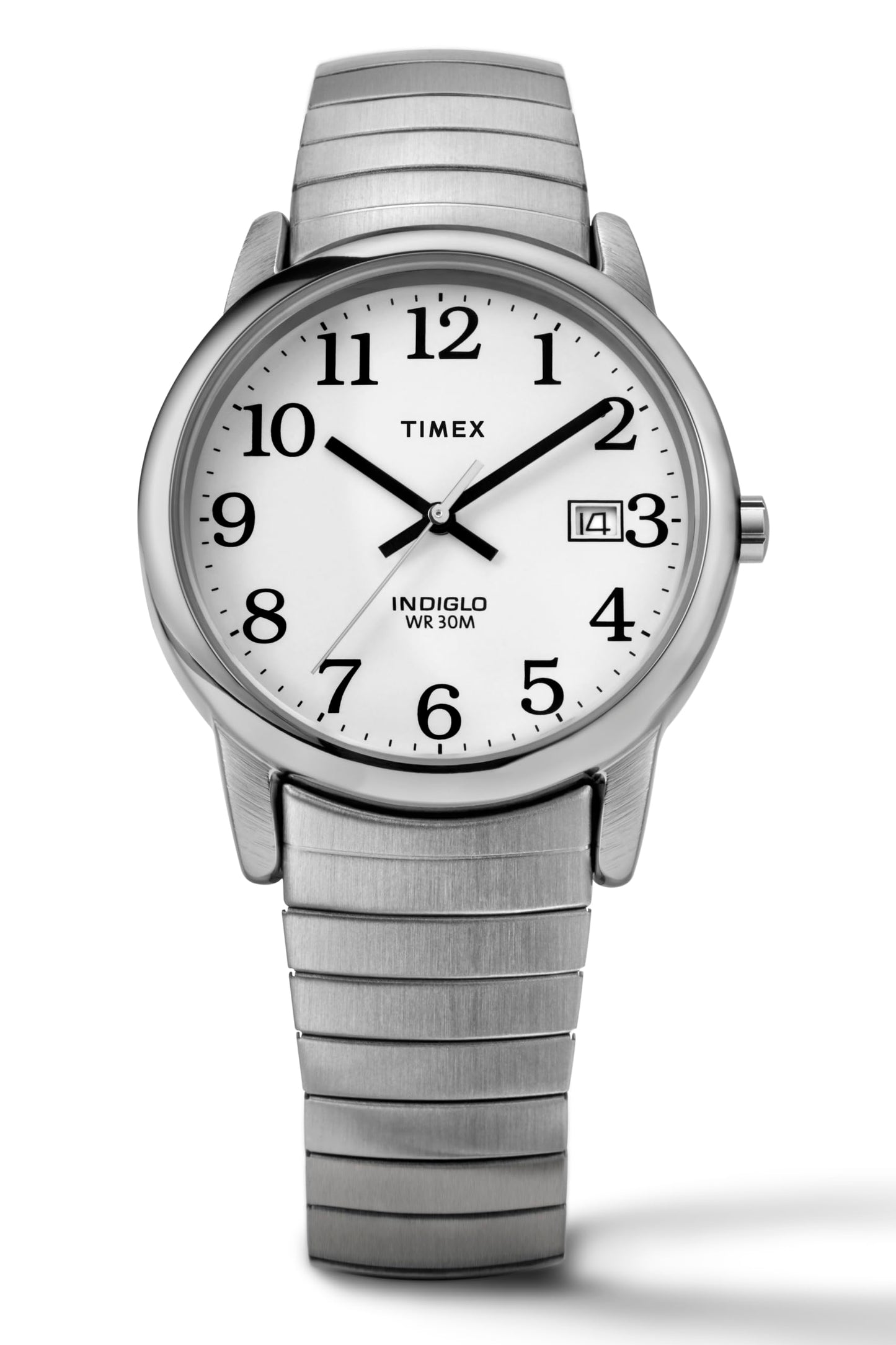 TIMEX Stainless Steel Men's T2H451 Easy Reader Silver-Tone Expansion Band Analog Watch