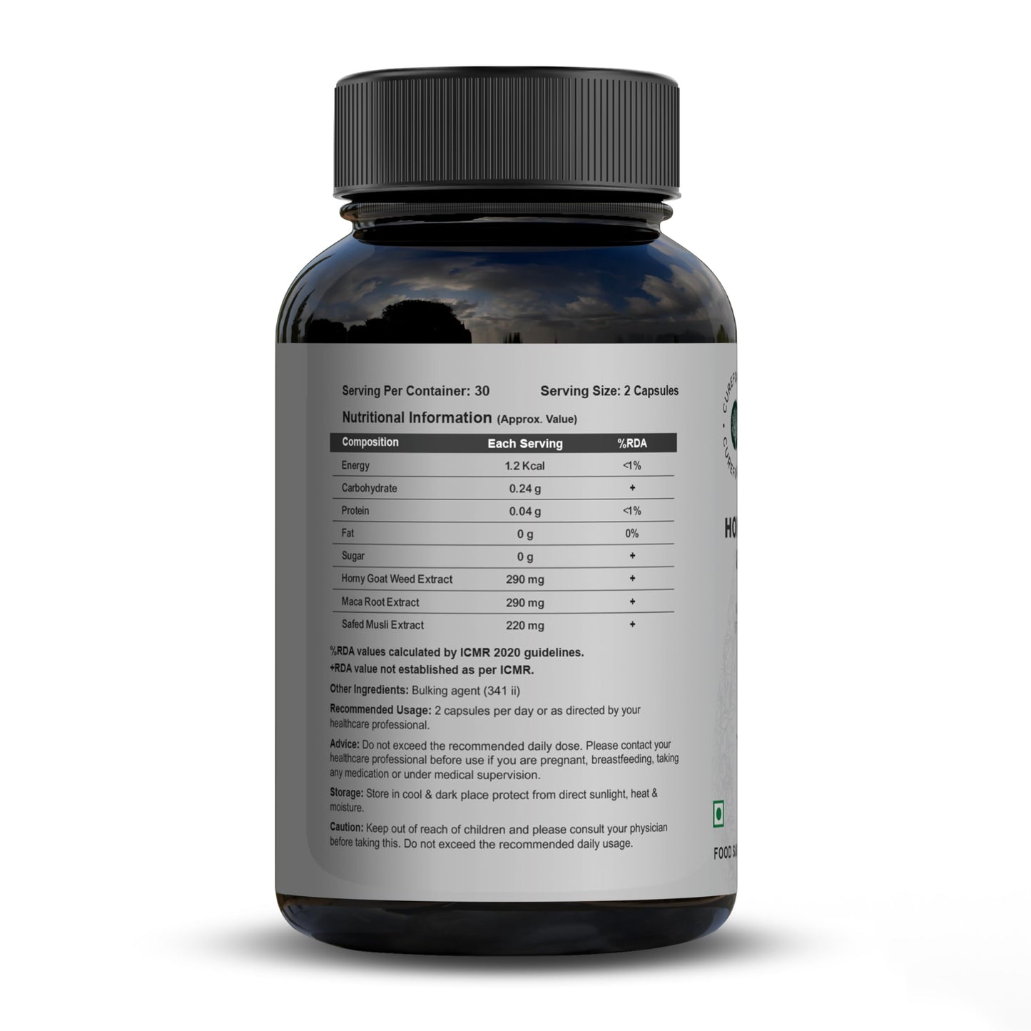 CUREFOREVER Horney Goat Weed, Maca Root & Safed Musli Extract | Safed Musli Capsules for Stamina and Performance - Maca Root to Enhance Vigour - 60 Capsules