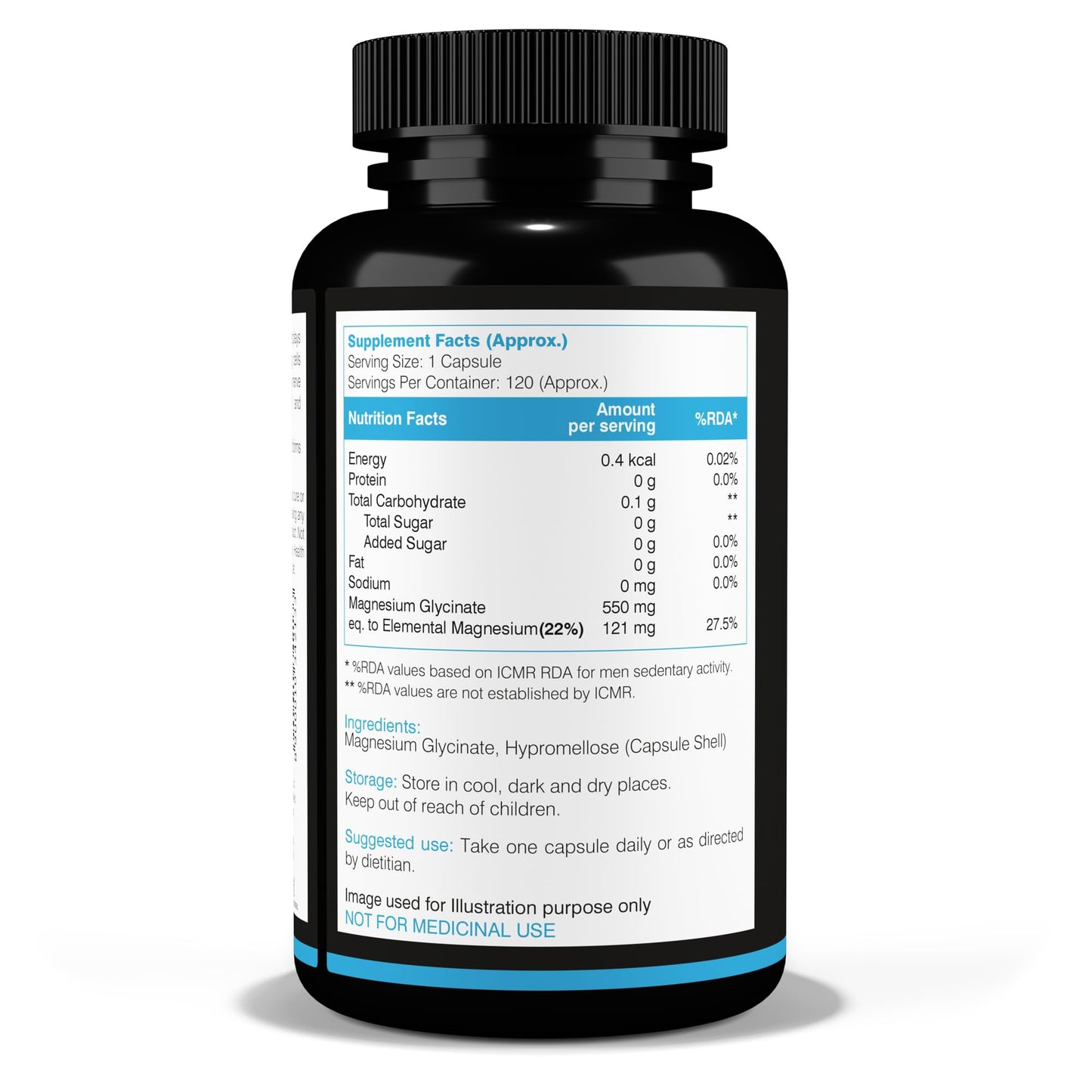 NutritJet High Absorption Magnesium Glycinate 550mg -120 Veg Capsules F- image 7