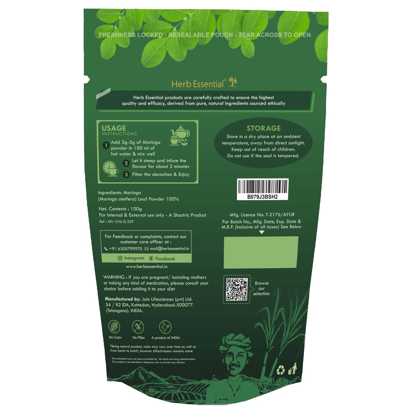 Herb Essential Moringa Leaf Powder Wild Grown (100G)- image 7