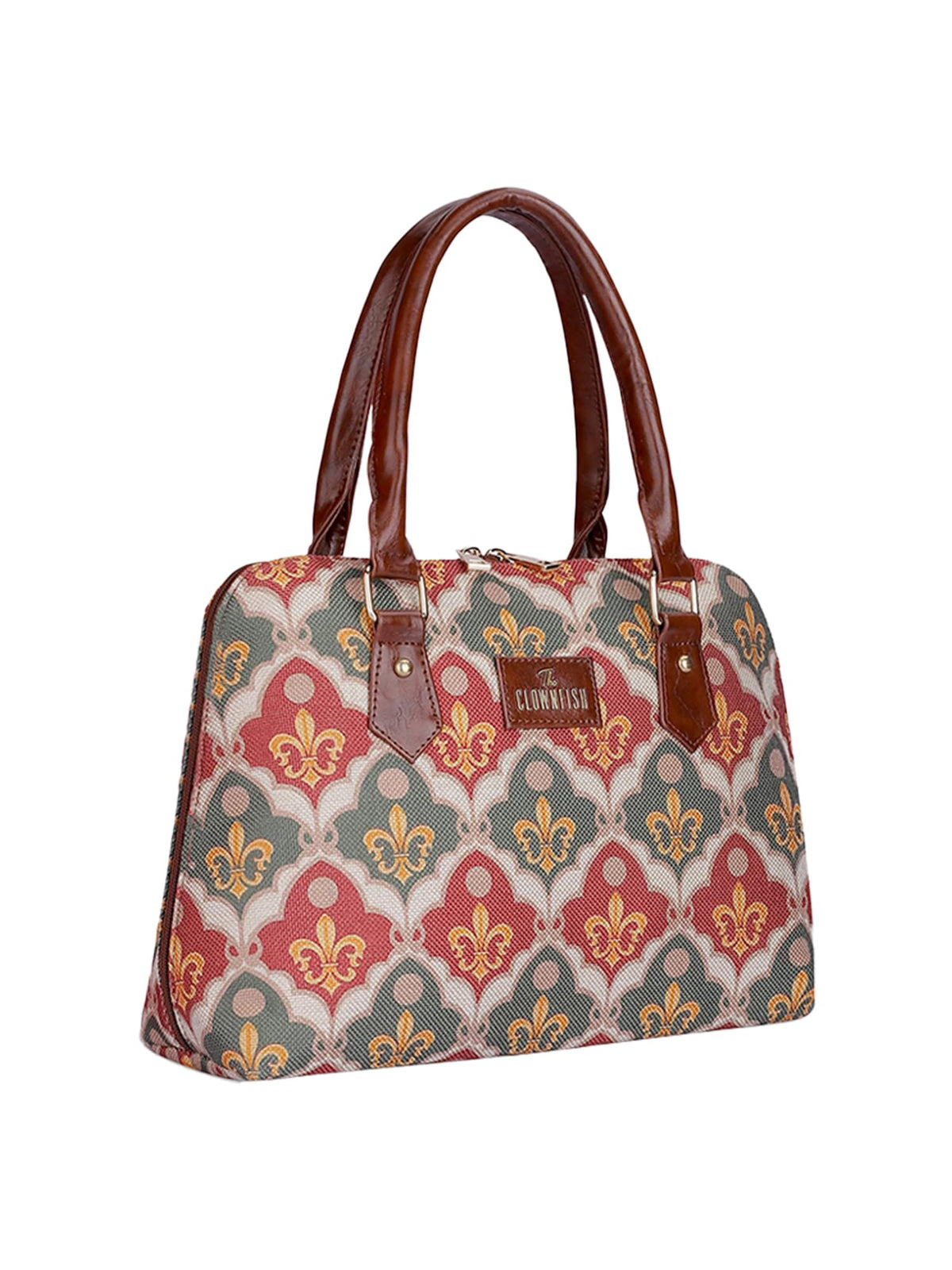 THE CLOWNFISH Montana Series Handbag for Women Office Bag Ladies Purse Shoulder Bag Tote For Women College Girls (Pink-Rangoli Design)