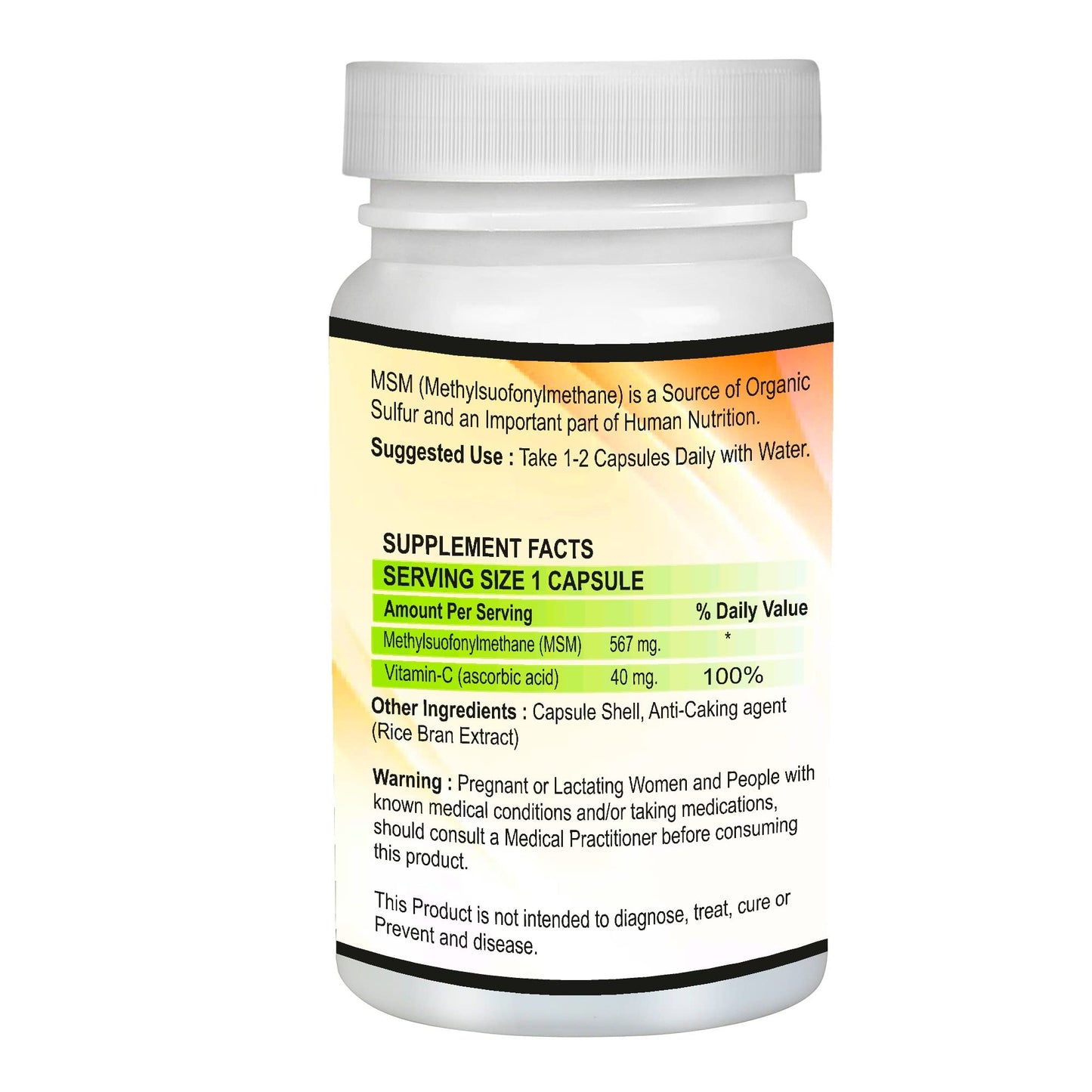 Vitaruhe MSM Capsules with Vitamin C, 90 Capsules for 3 Months, Daily H- image 2