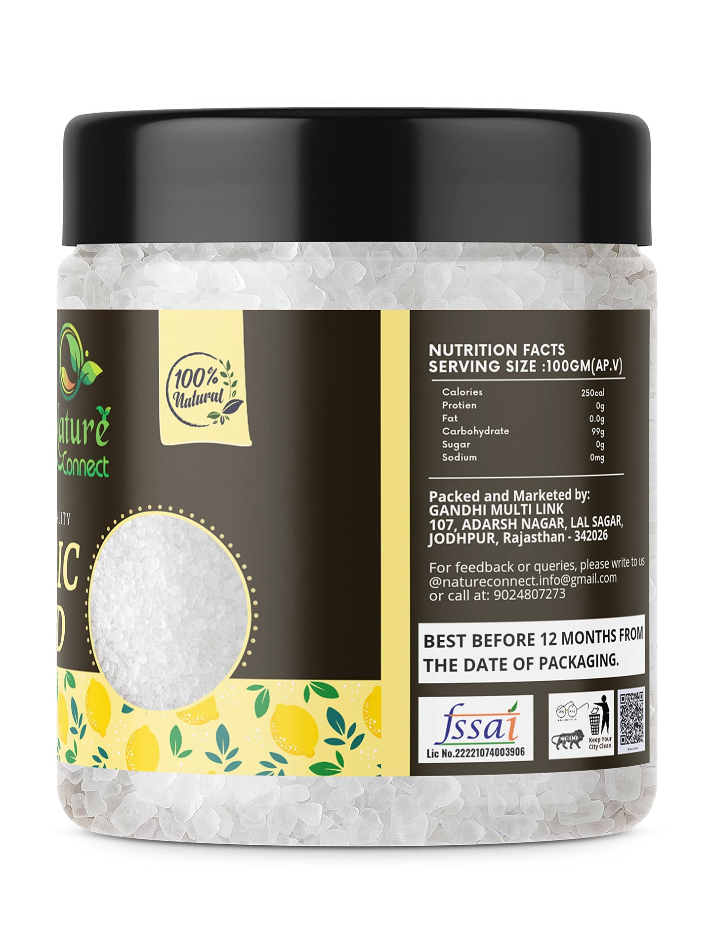 Nature Connect Citric Acid Nimbu Sat 250 gm Nimbu Sat Lemon Salt Pure C- image 7