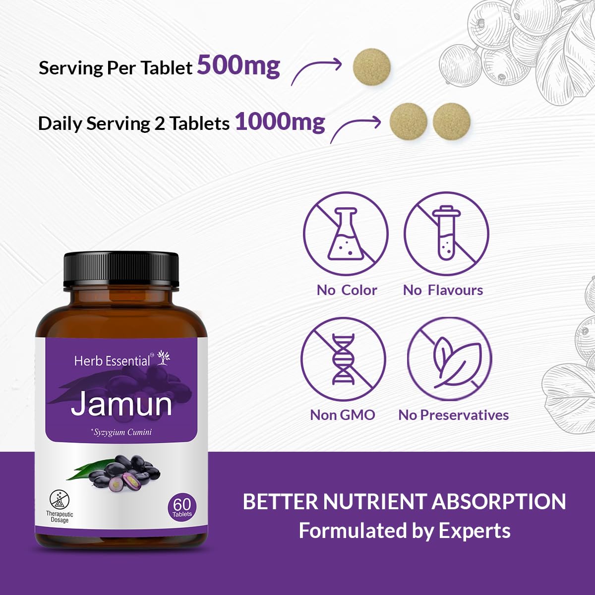 Herb Essential Jamun Tablet 500mg, 60's (Pack of 2)- image 9