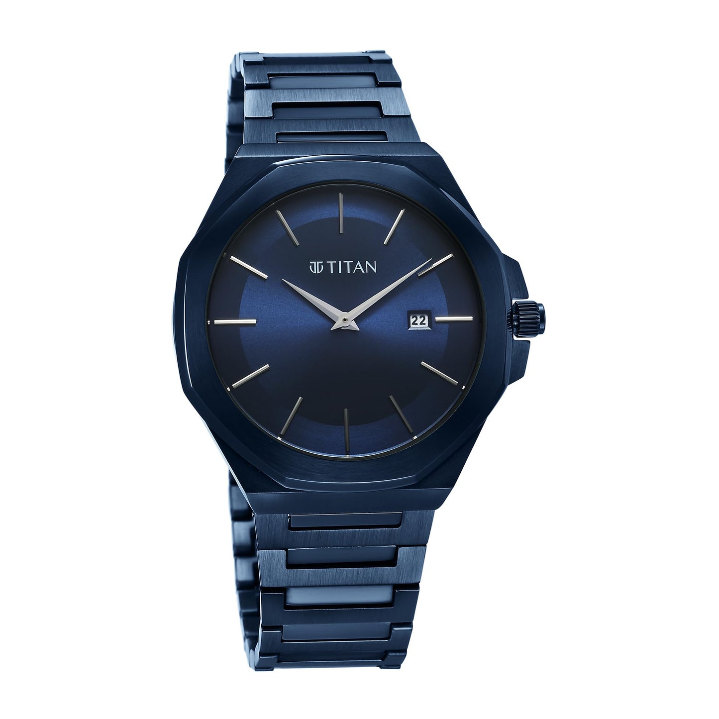 Titan Classic Slim Quartz Analog with Date Blue Dial Stainless Steel St- image 5