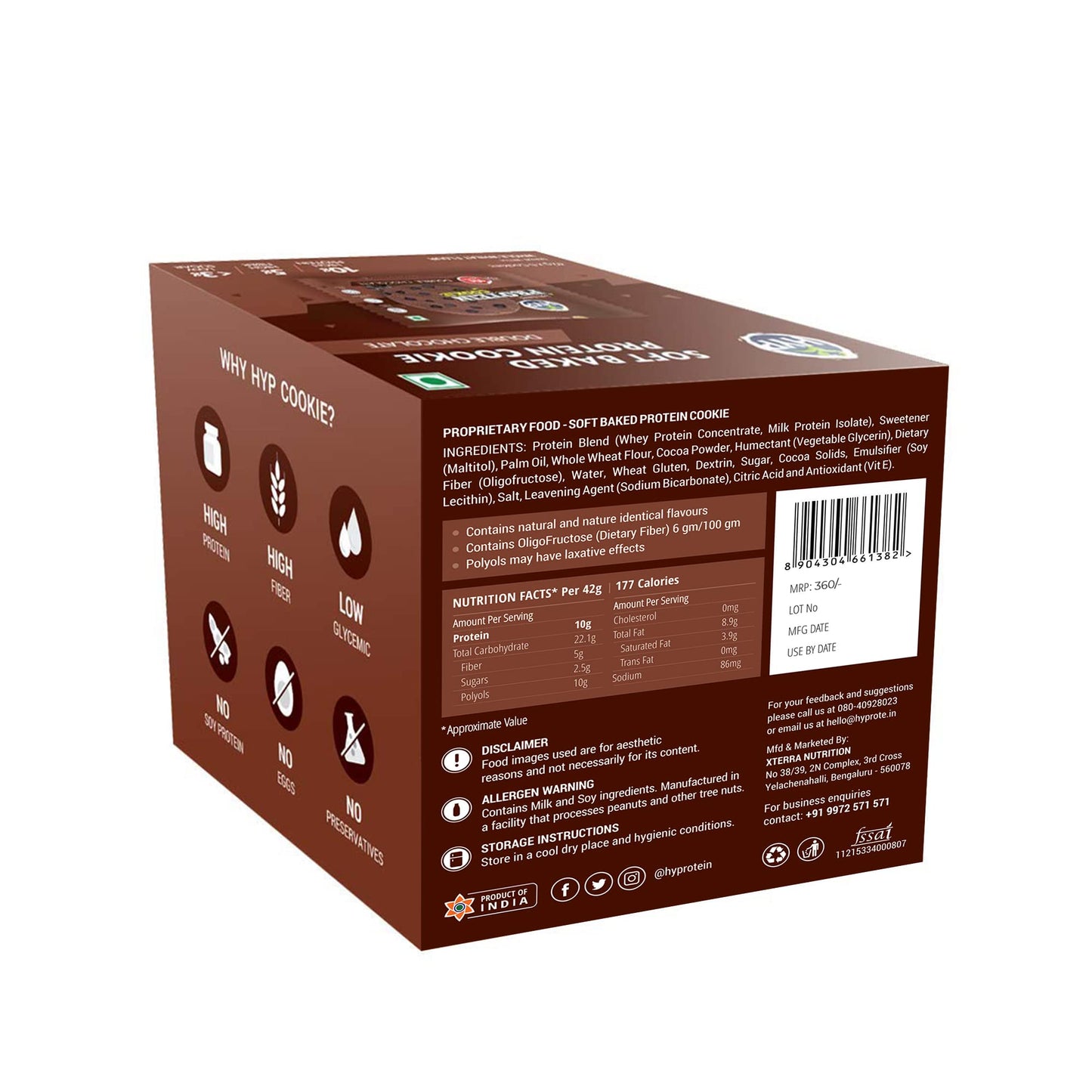 HYP - Protein Cookies, Double Chocolate (6x42g) | 10g Protein per Cooki- image 7