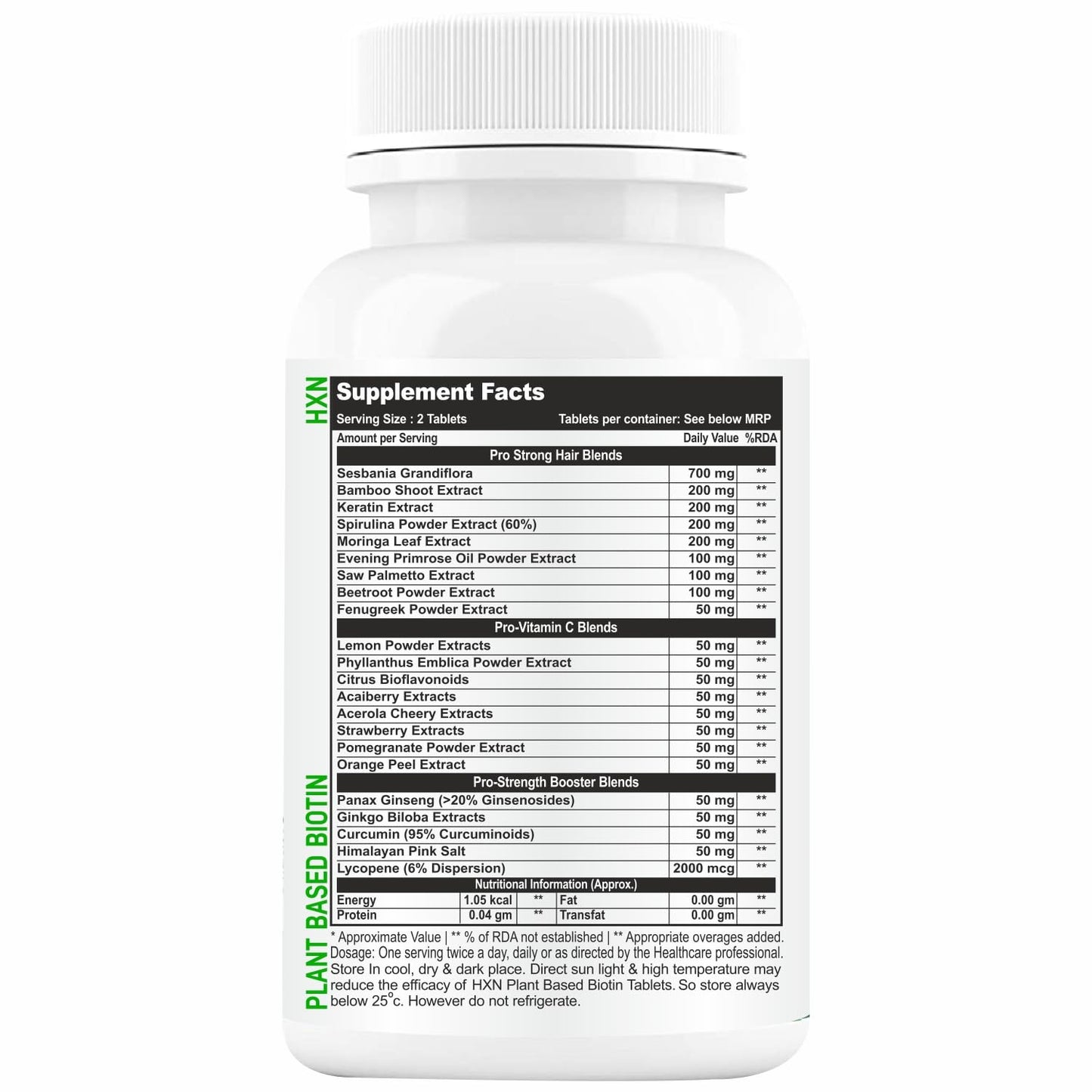 HXN Biotin Tablets For Hair Growth With 10000mcg Powder Plant-Based Sup- image 8