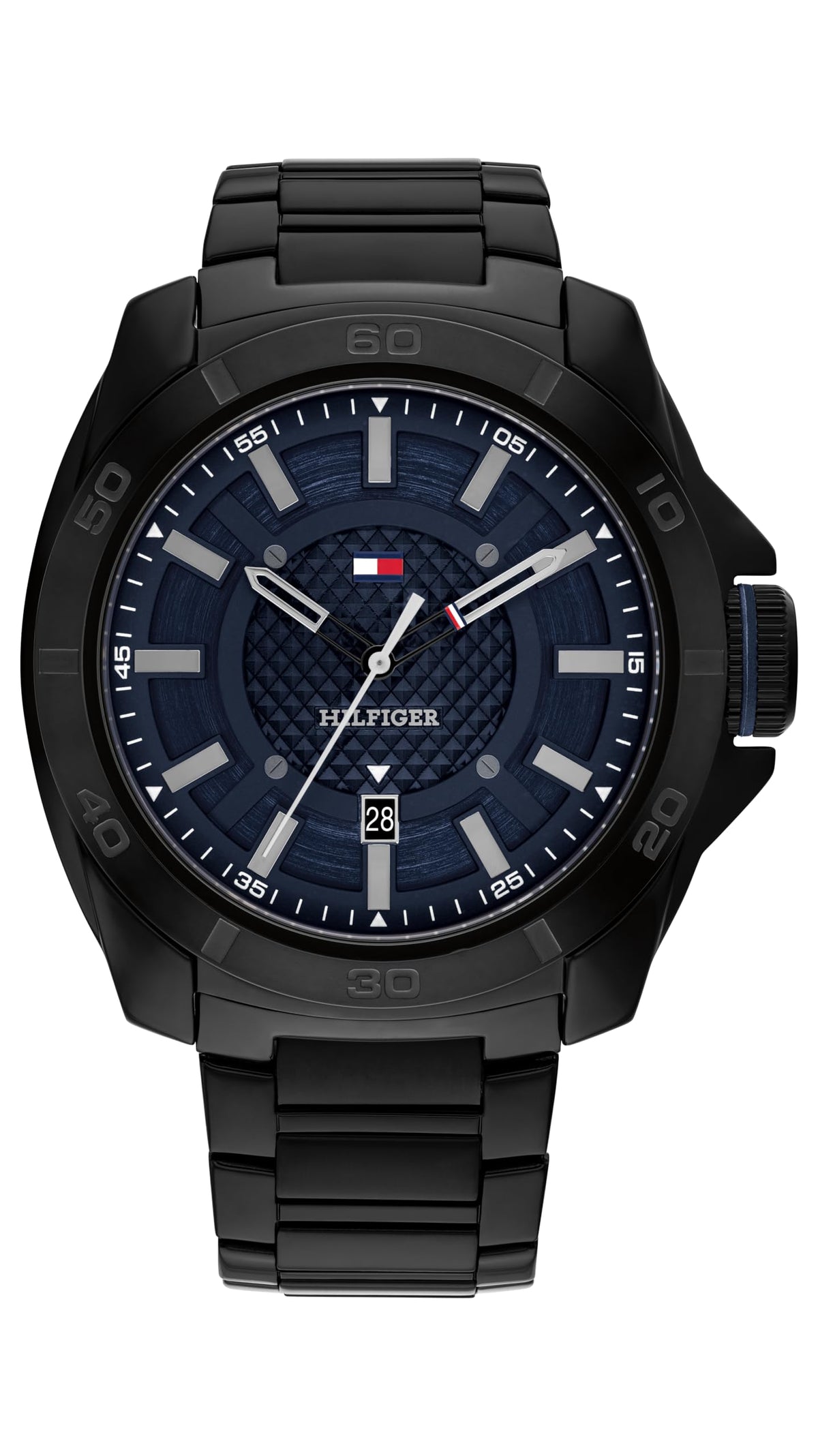 Tommy Hilfiger Men's Black Stainless Steel & Stainless Steel Bracelet Blue Dial Analog Watch