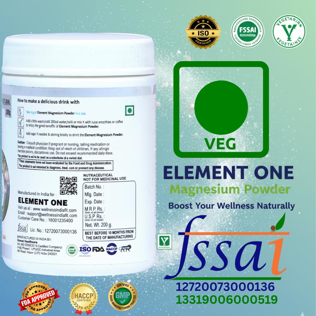 Vegetarian Magnesium Powder for Daily Wellness | Supports Relaxation, Muscle Function & Energy Metabolism | Orange Flavour| High Quality & Easy to Mix (1PC-200GRM)