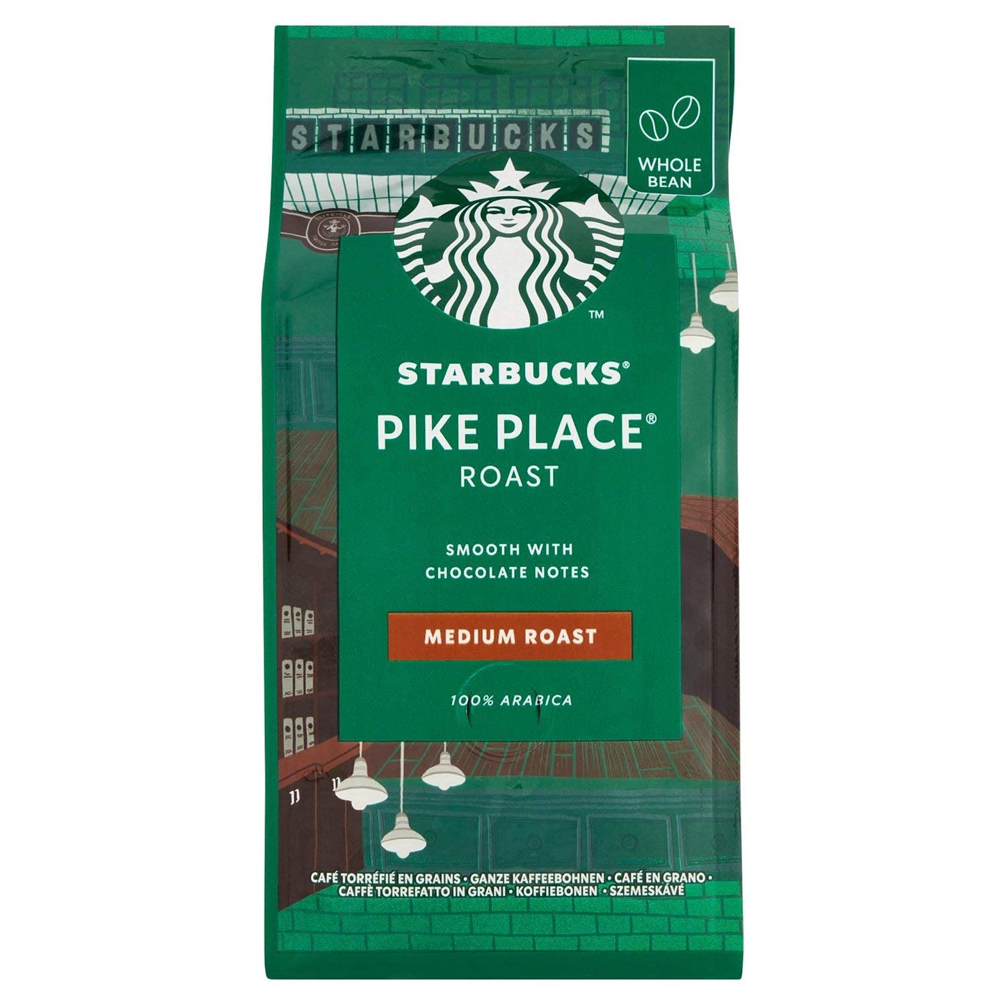 Starbucks Pike Place Medium Roast Smooth With Chocolate Notes Whole Bean Coffee, 200g