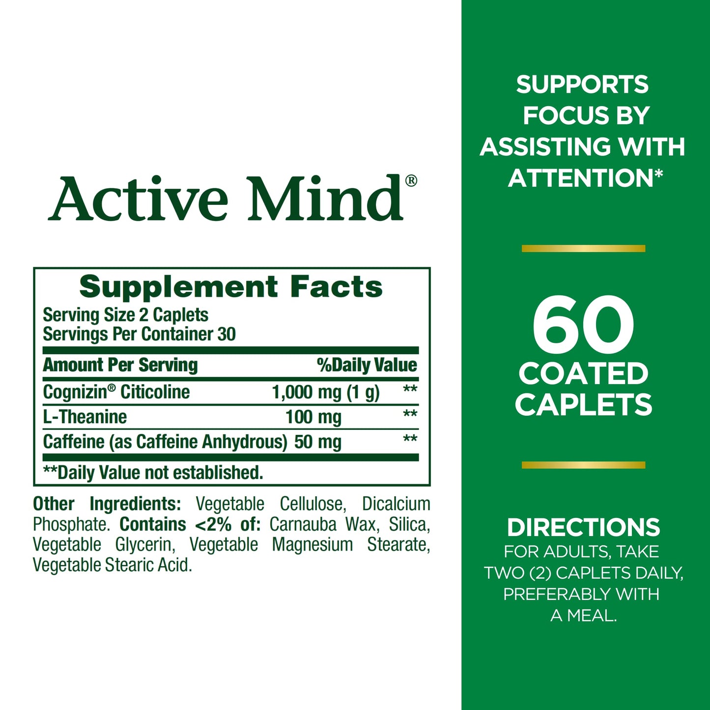 Nature's Bounty Active Mind, 60 Coated Caplets- image 9