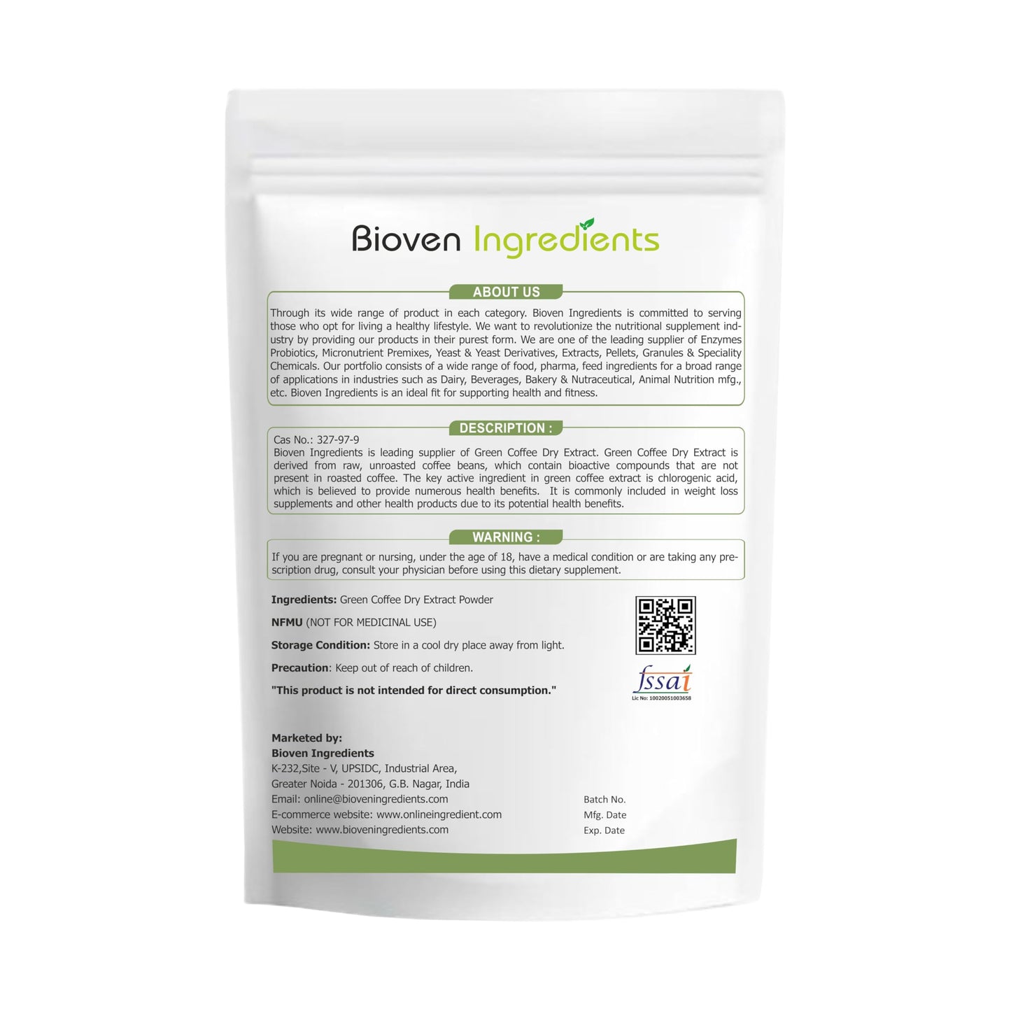 Bioven Ingredients Green Coffee Extract (125)