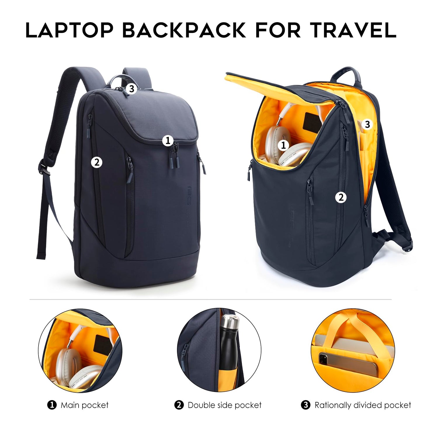 BANGE Commute backpack can hold 15.6 inch laptop,Fight approved carry on backpack for men and woman, Blue, Large, Fashion