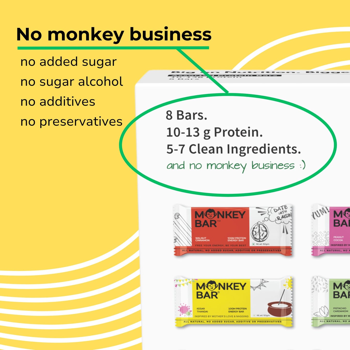 MONKEY BAR - Assorted Protein Bars - 8 Pack, 50grams each, 10-13g Prote- image 8