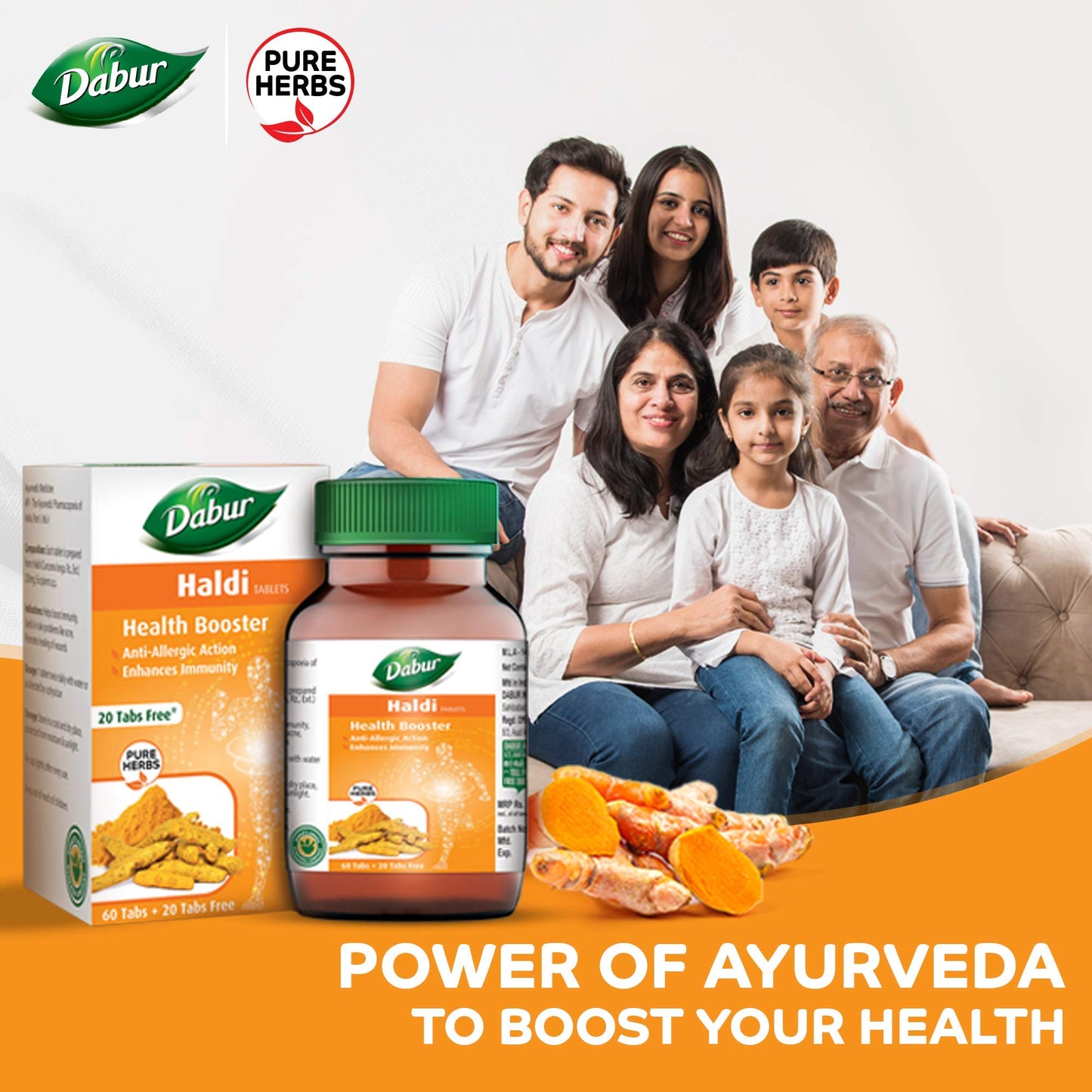 Dabur Haldi Tablet | Anti Allergen| Pure herbs 60 tabs ( Get 20 tabs fr- image 6
