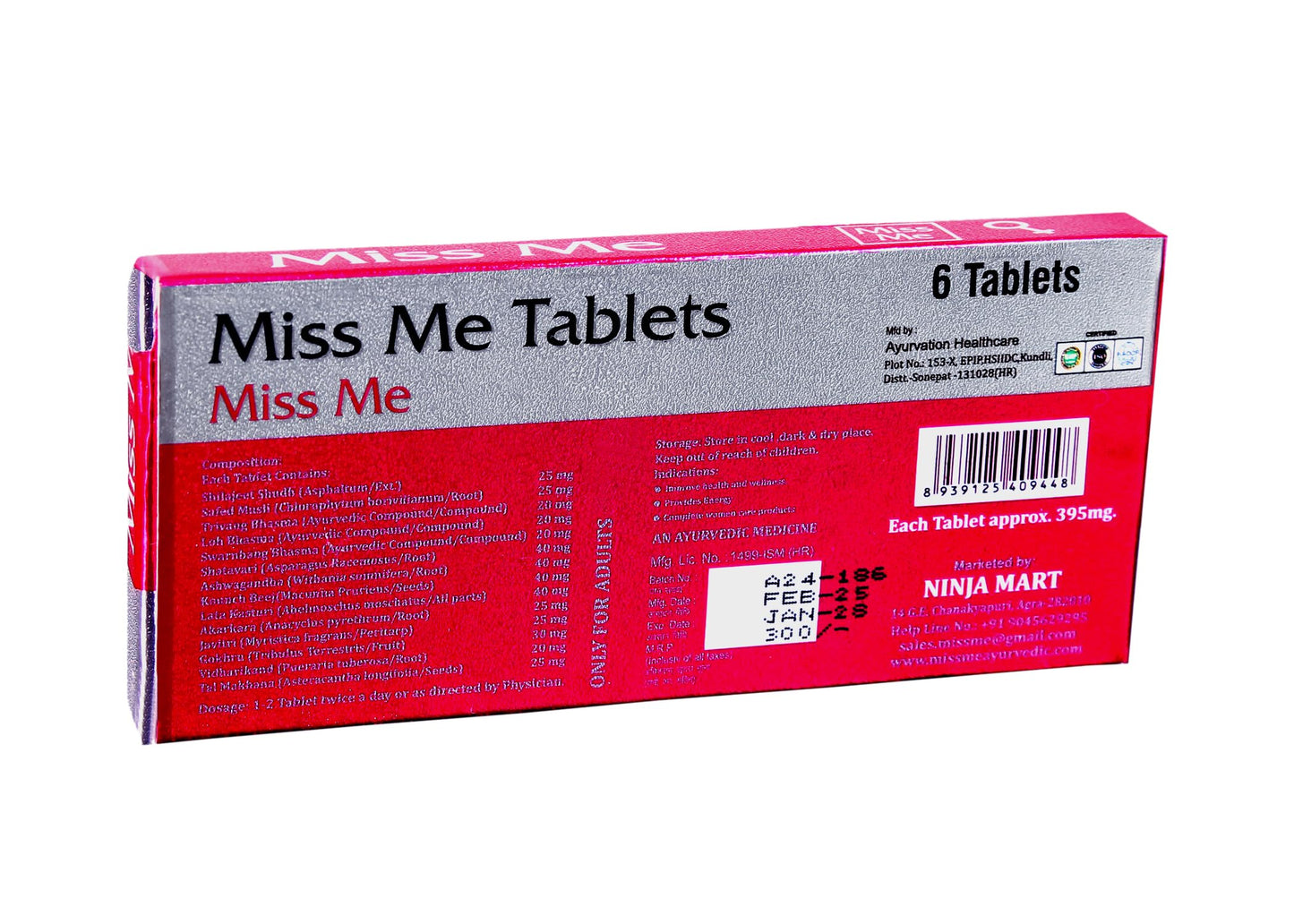 Miss ME Ayurvedic tablet for female (6 tablets in one strip ) & Drop For women 10 ml With Shatavari and 8+ ayurvedic herbs | Colourless & Flavourless Herbal Supplement | Can Be Mixed with Juice, Water, or Milk | 4–5 Drops Twice Daily combo