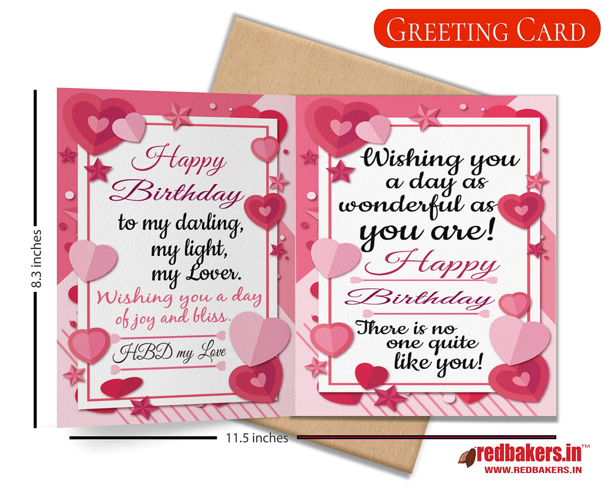 redbakers.in Happy Birthday Love Special 12 Chocolate Gift Box & Greeting card Combo (HBDmyLoveRed)