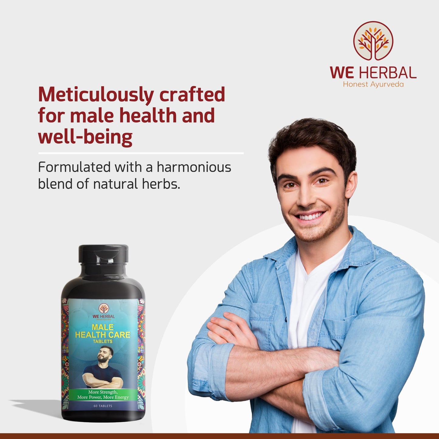WE HERBAL Male Health Care Tablets Natural Wellness Supplement for Men Improve Energy, Immunity 60 Tablets