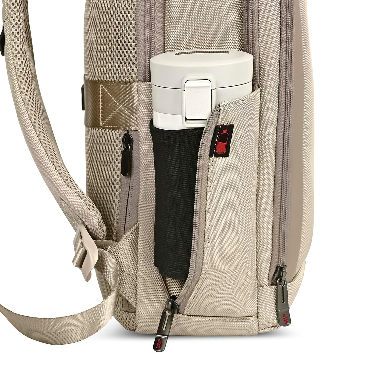 VIP VOGUE 17 Inch Compatible Laptop Backpack 22L | Water-Resistant with 3 Compartments | Padded Laptop Sleeve, Side Bottle Pocket, Front Organizer | Office & Travel Backpack for Men & Women (Beige)