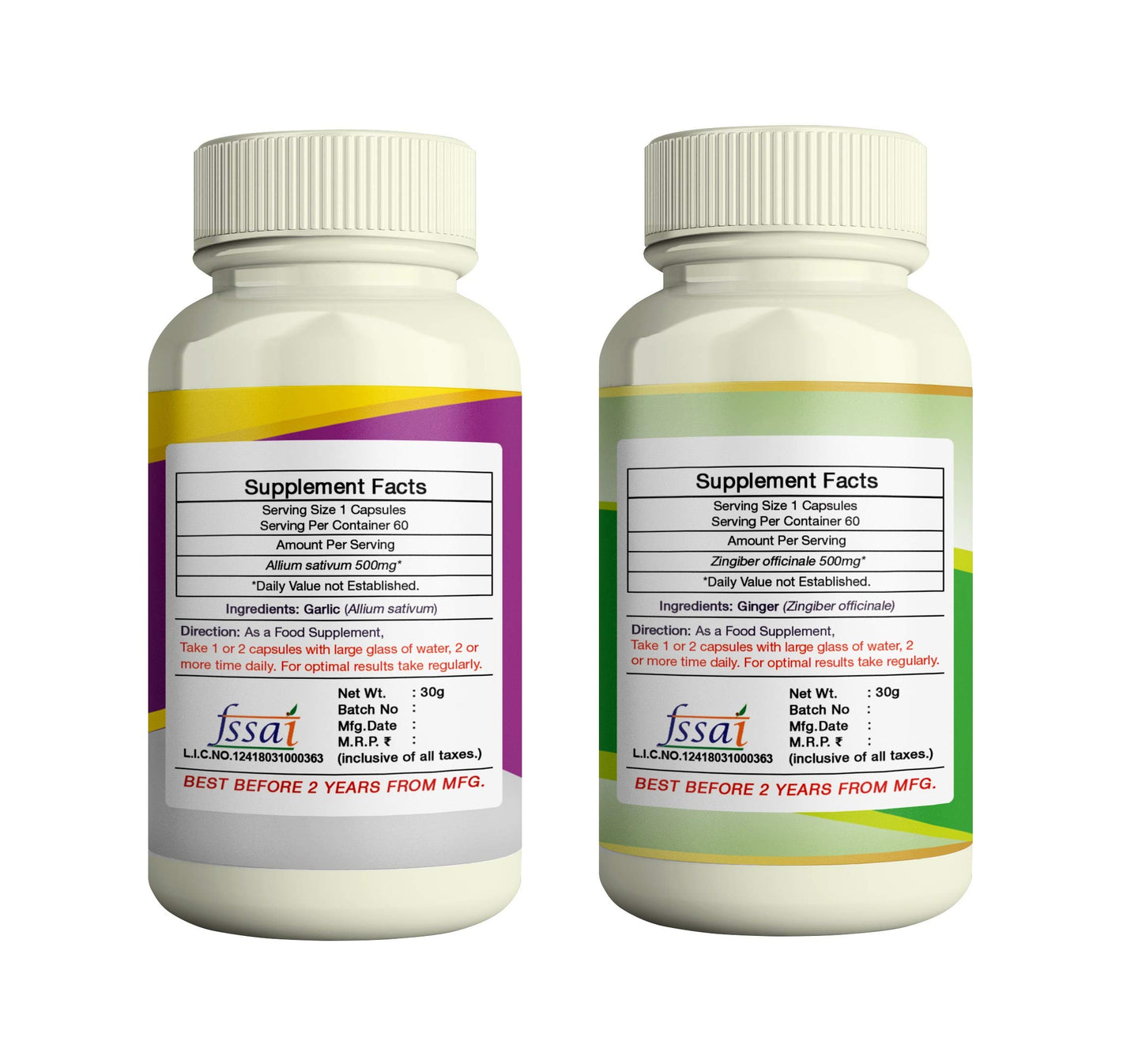 ERBZENERG Organic Garlic 60 Capsules (Garlic and Ginger)