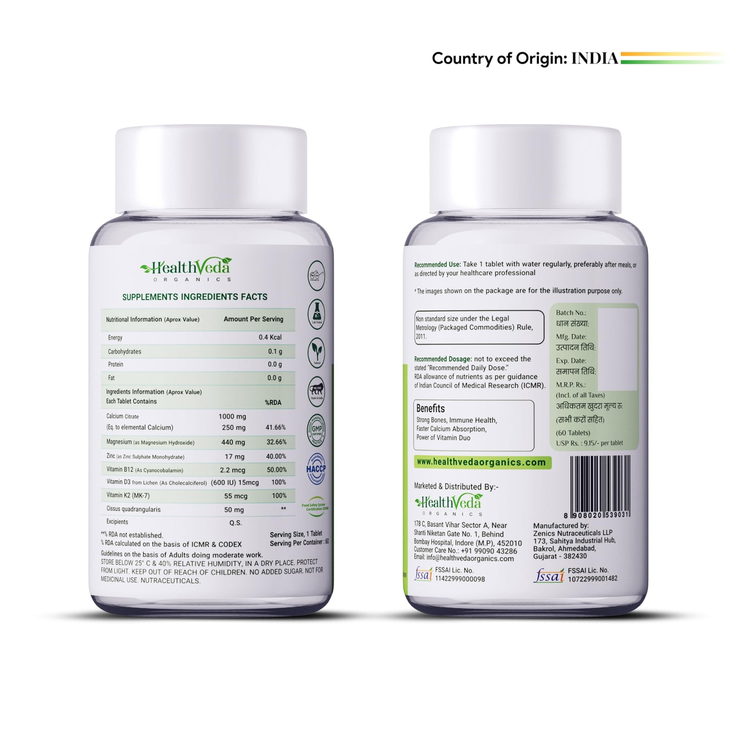 HEALTH VEDA ORGANICS PRIVATE LIMITED Calcium, Magnesium, Zinc with Vita- image 9