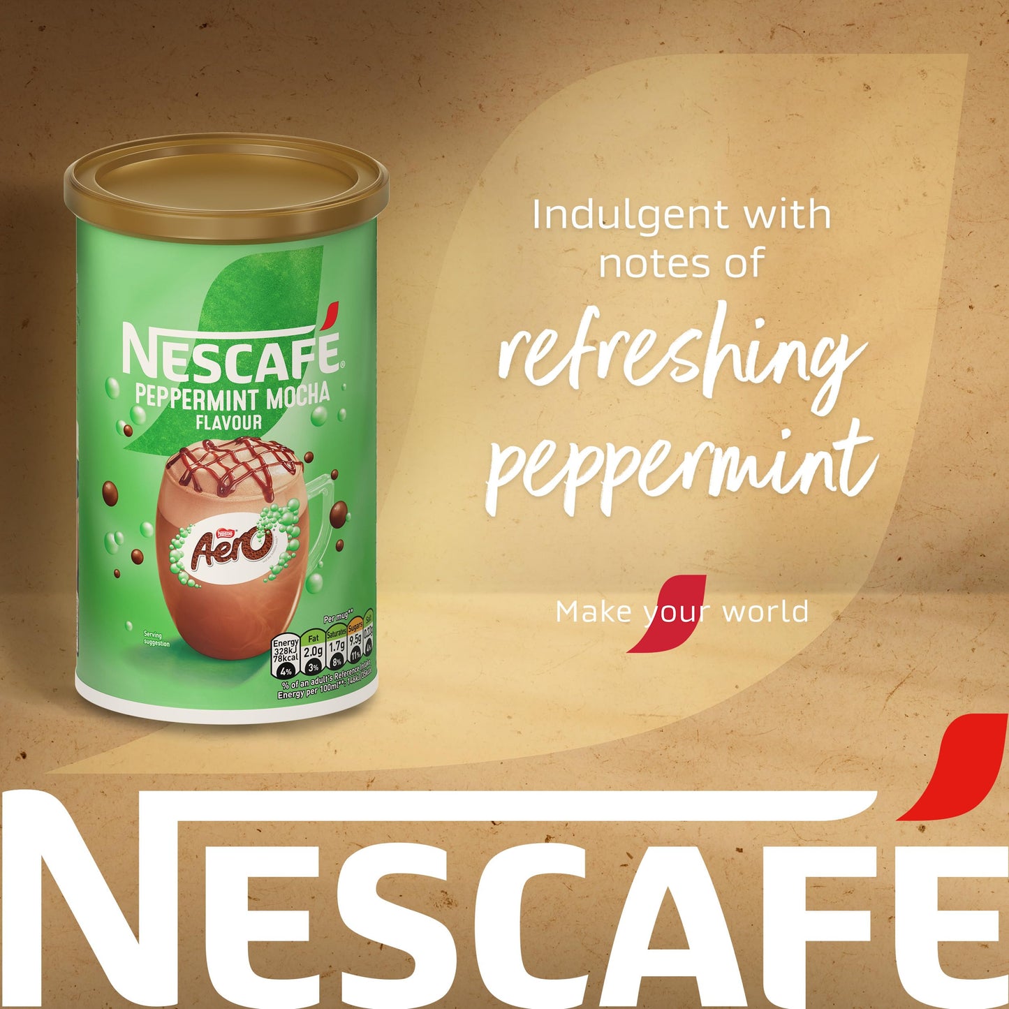 NESCAFE Peppermint Mocha Aero Flavoured Multiserve Instant Coffee Drink Mix, Chocolate Mint Taste, Cafe Style Beverage 250g (From UK) DF