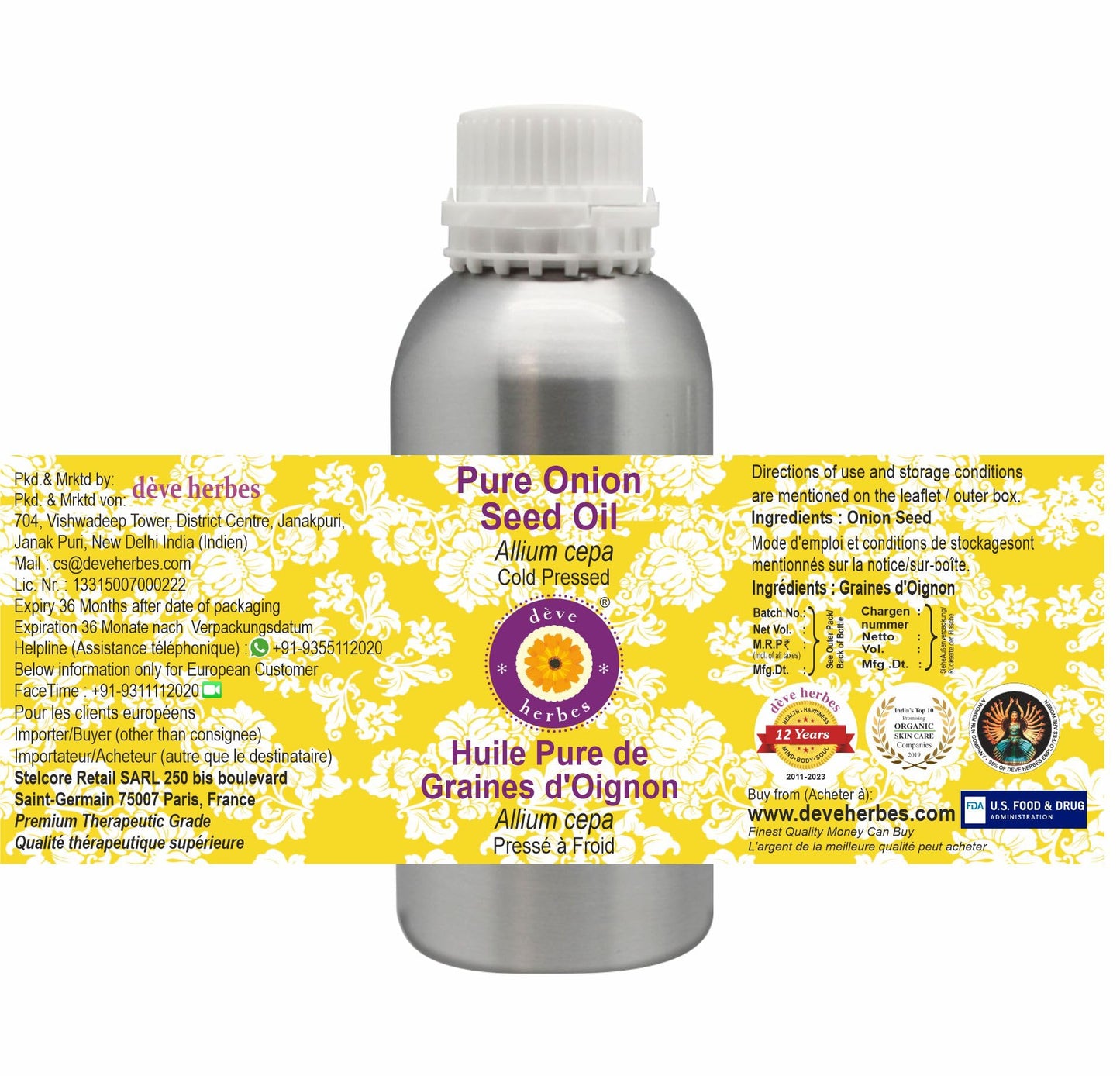 Deve Herbes Pure Onion Seed Oil (Allium cepa) 100% Natural Therapeutic- image 7