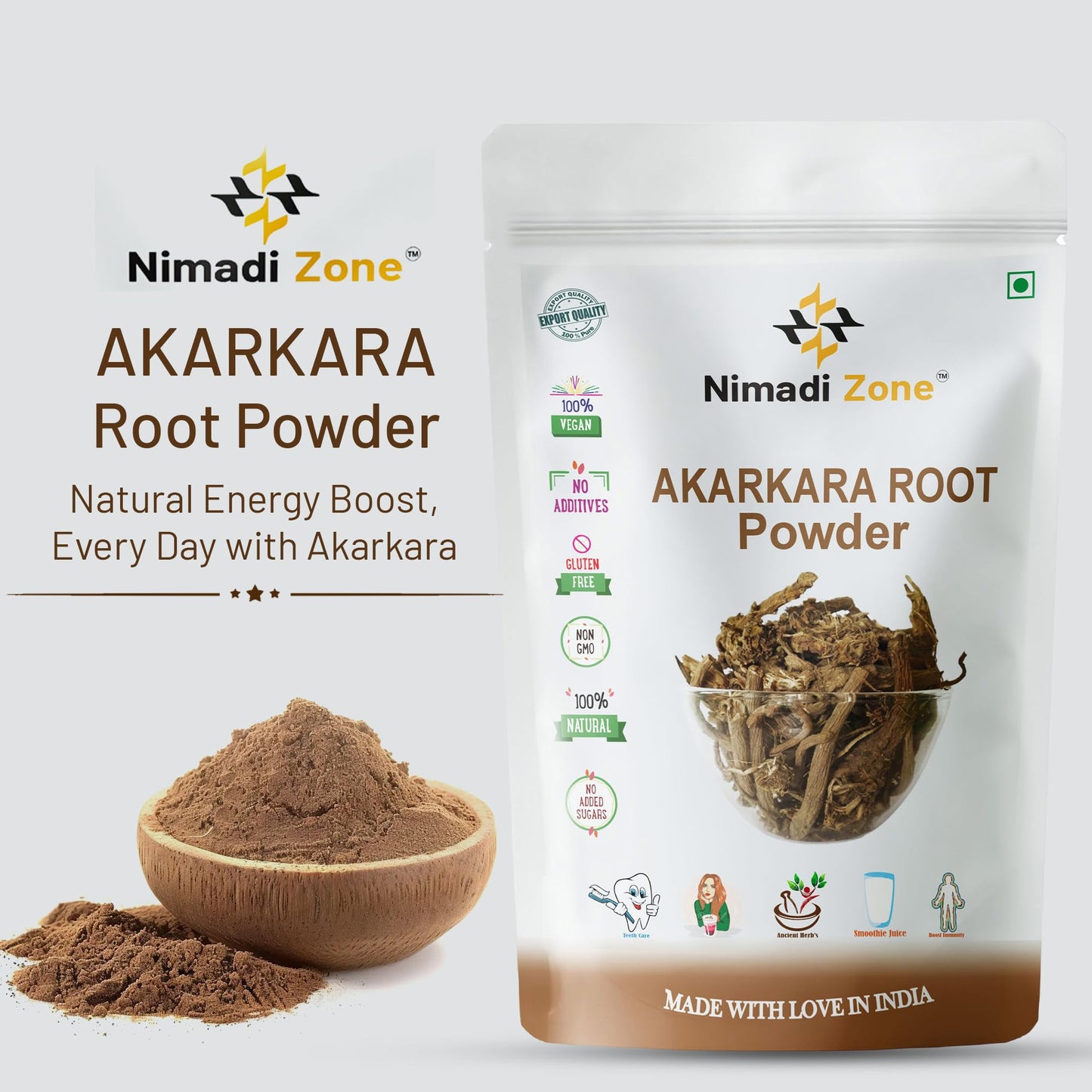 Nimadi Zone Akarkara Root Powder | Anacyclus Pyrethrum | Pellitory Root- image 6