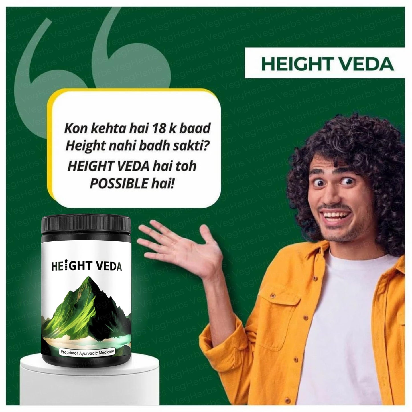 VegHerbs Original Height Veda Supreme Formula Powder 400gm with Double- image 8