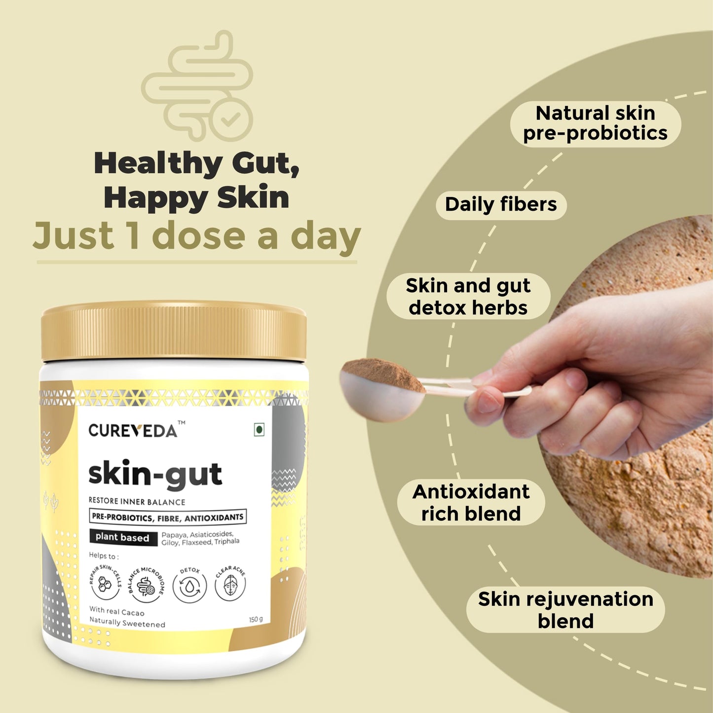 Cureveda Youth Anti-Aging powder (1 Month Pack) for Wrinkles, Fine Line- image 7