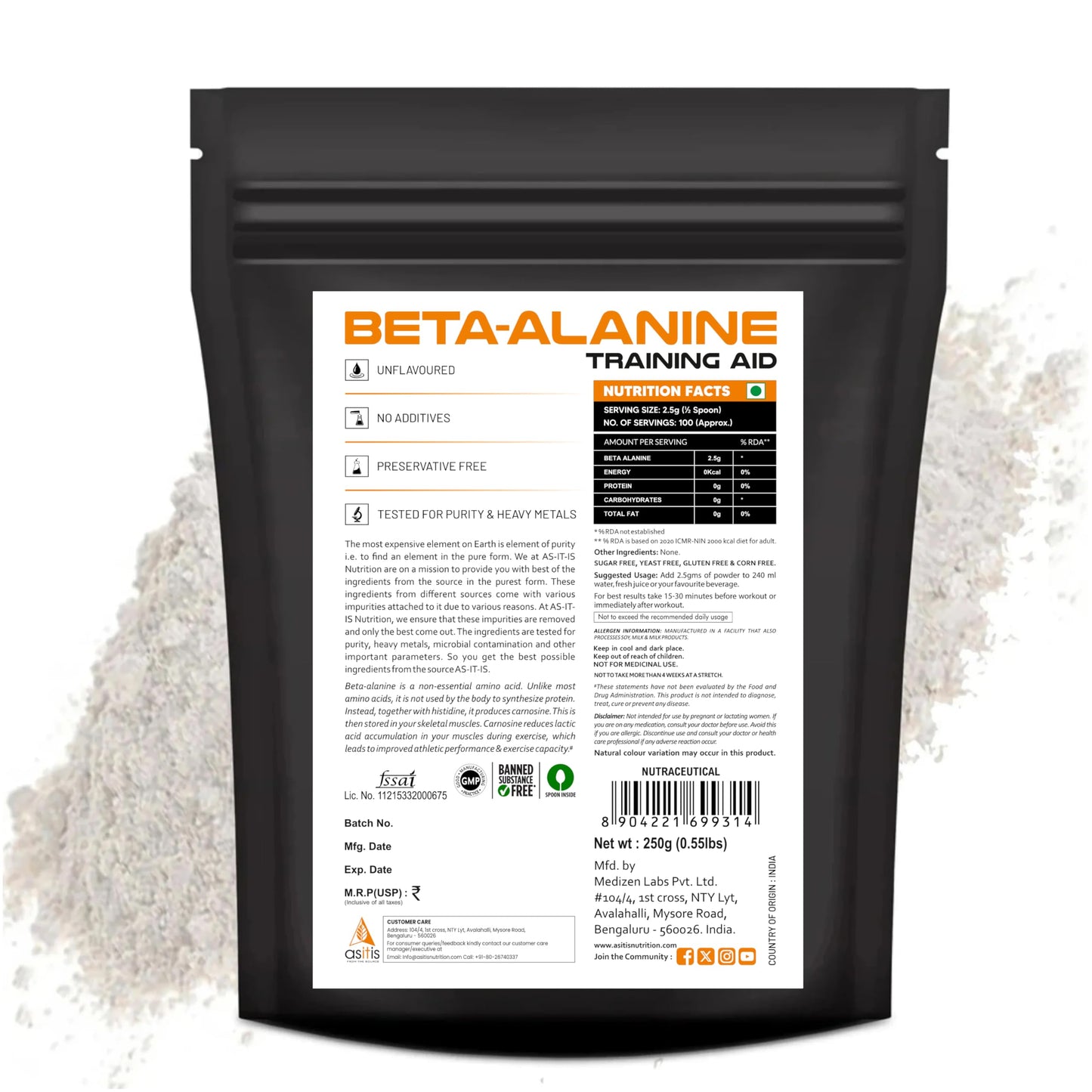 AS-IT-IS Nutrition 100% Beta Alanine Powder, Pre-workout Supplement for- image 7