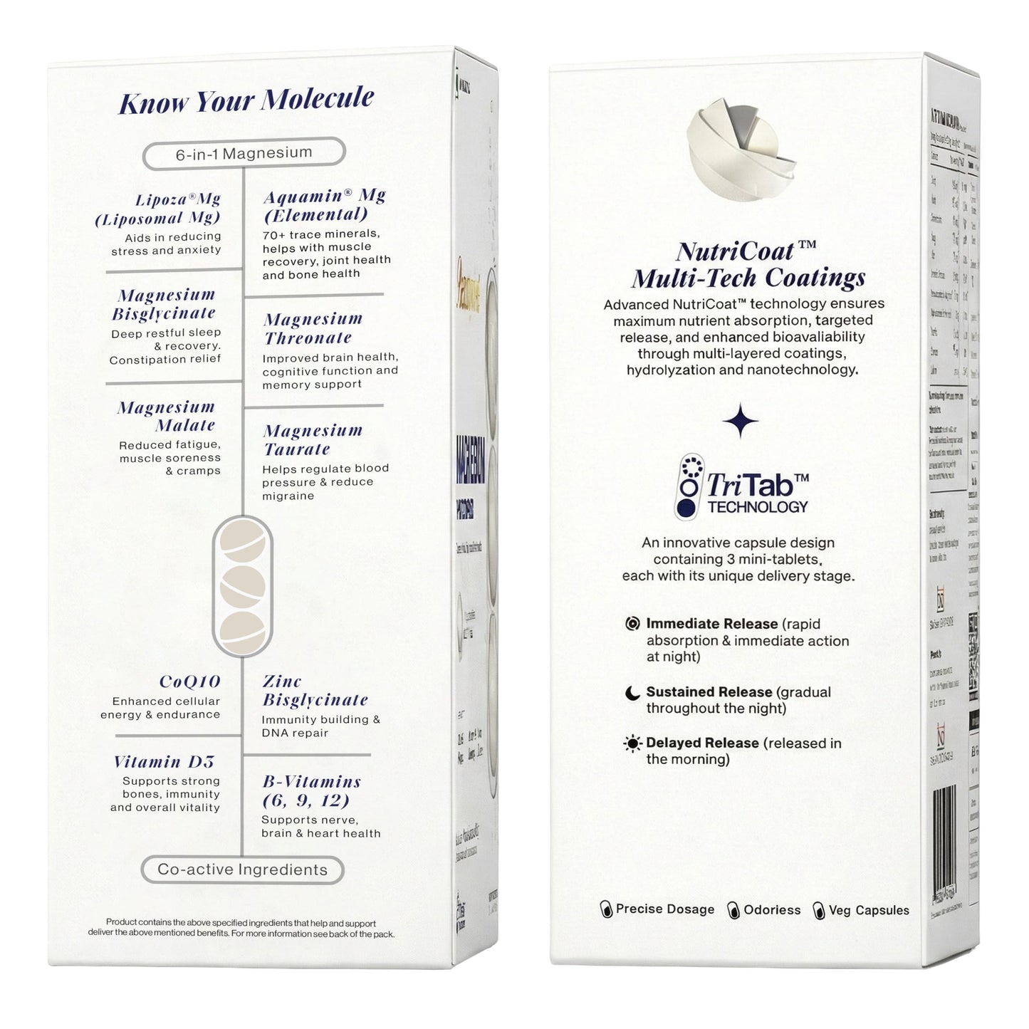 Beautywise TriTab Magnesium Complex | 6-in-1 High-Absorption Magnesium (Aquamin, Lipoza Bisglycinate) 710 mg & Co-Actives | Smart Timed-Release for Sleep, Muscle Recovery & Nerve Health | 60 Capsules