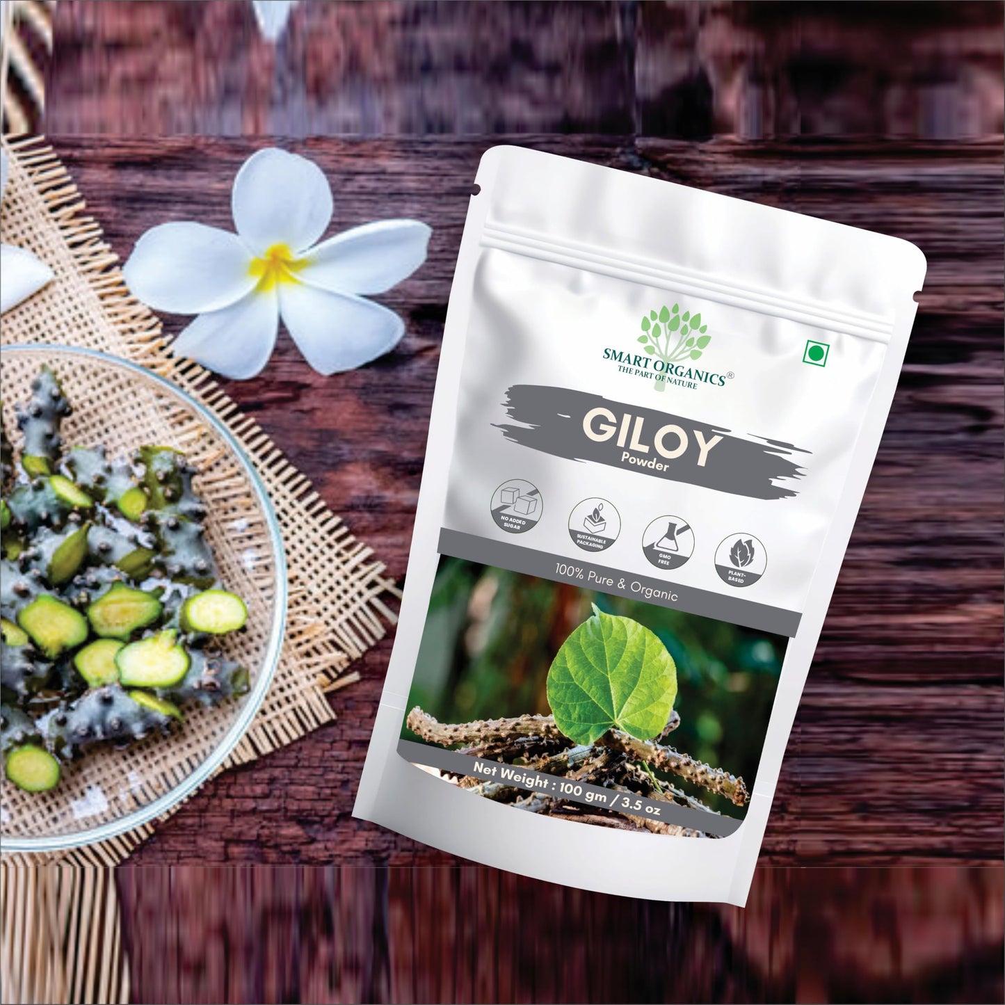 Smart Organics Giloy Powder 100gm | Immunity Booster | Pure & Natural Ayurvedic Herbal Supplement | Supports Respiratory Health & Digestion