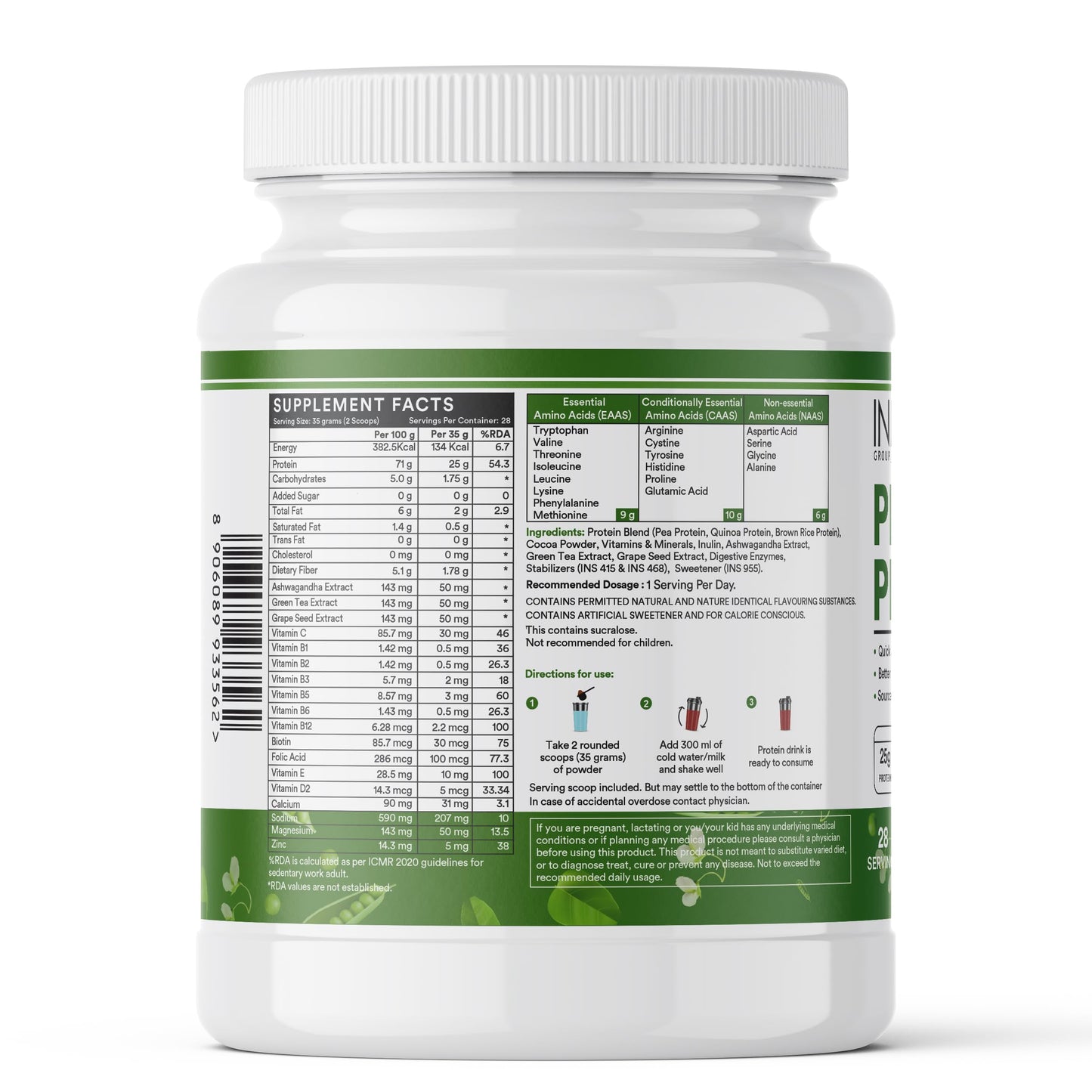 INLIFE Plant Protein Powder - Pea, Quinoa & Brown Rice - 25g Protein -- image 6