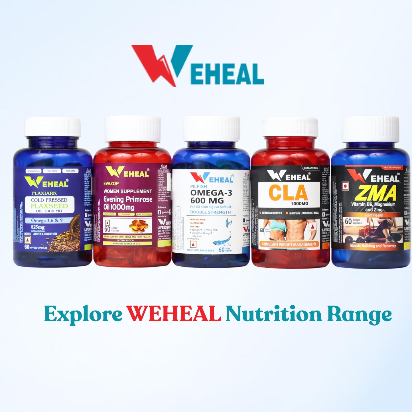 Weheal Cold Pressed Flaxseed Oil 1000mg | Omega 3, 6 & 9 for Heart, Joints & Digestion | 60 Softgel Capsules | Pack of 3 | Non-GMO & Fish-Free