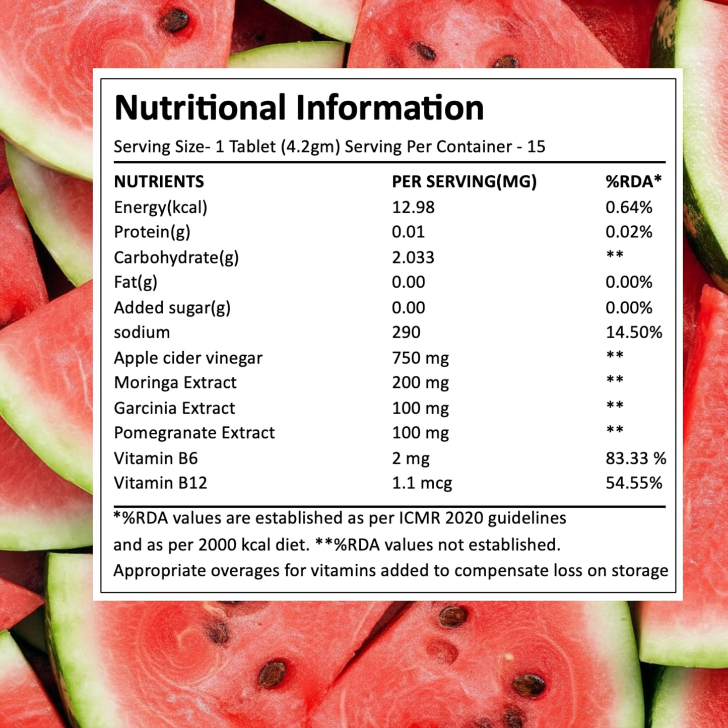 BLYZE ACV Moringa TriBoost, Apple Cider Vinegar 750mg with Moringa, Control Cravings and Weight Management, No Added Sugar, Effervescent Tablets, Watermelon Flavour, Pack of 1 (15 Tablets)