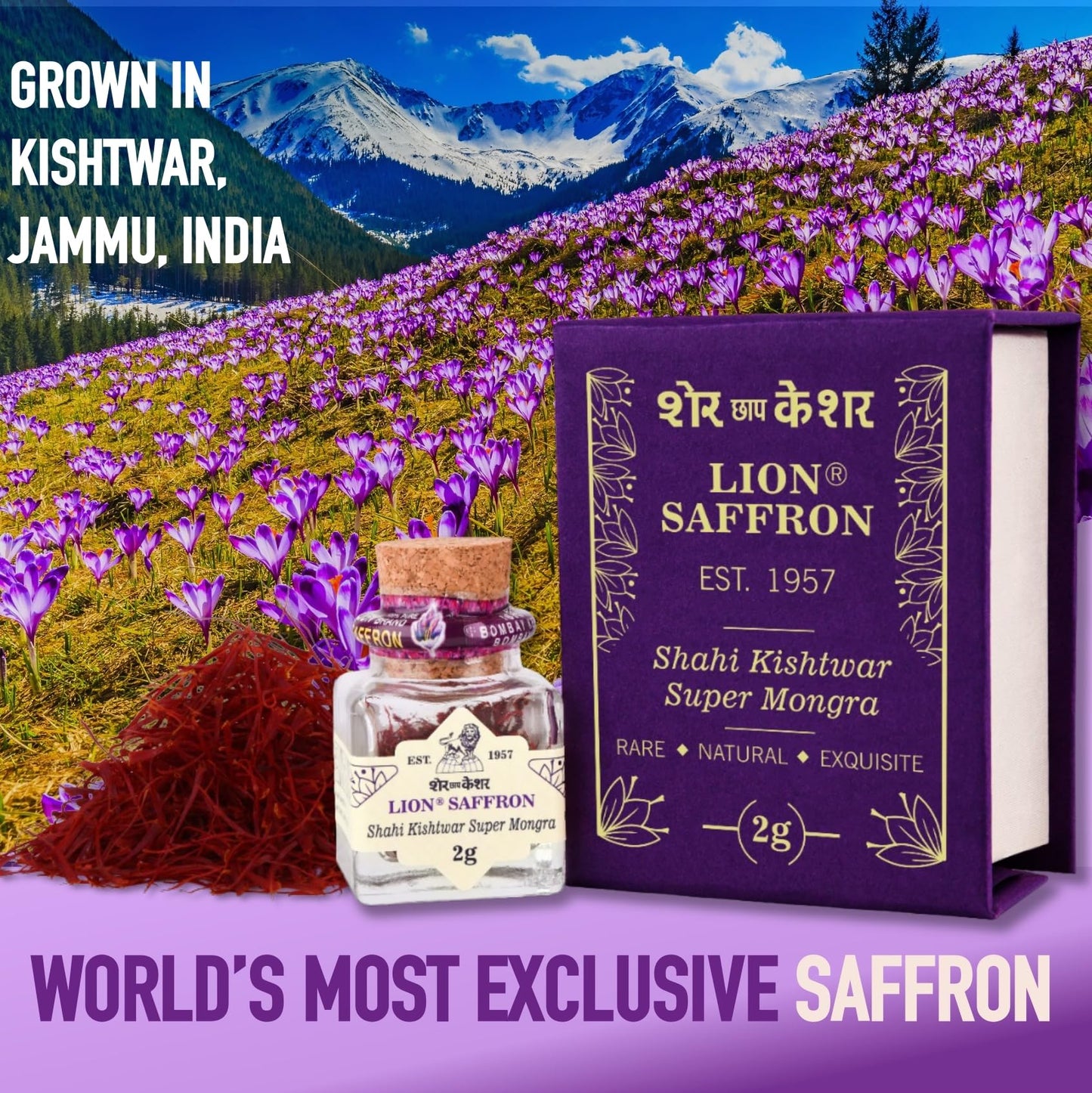 LION BRAND SAFFRON 4g A+++ Original Shahi Kishtwar Jammu Mongra Saffron- image 8