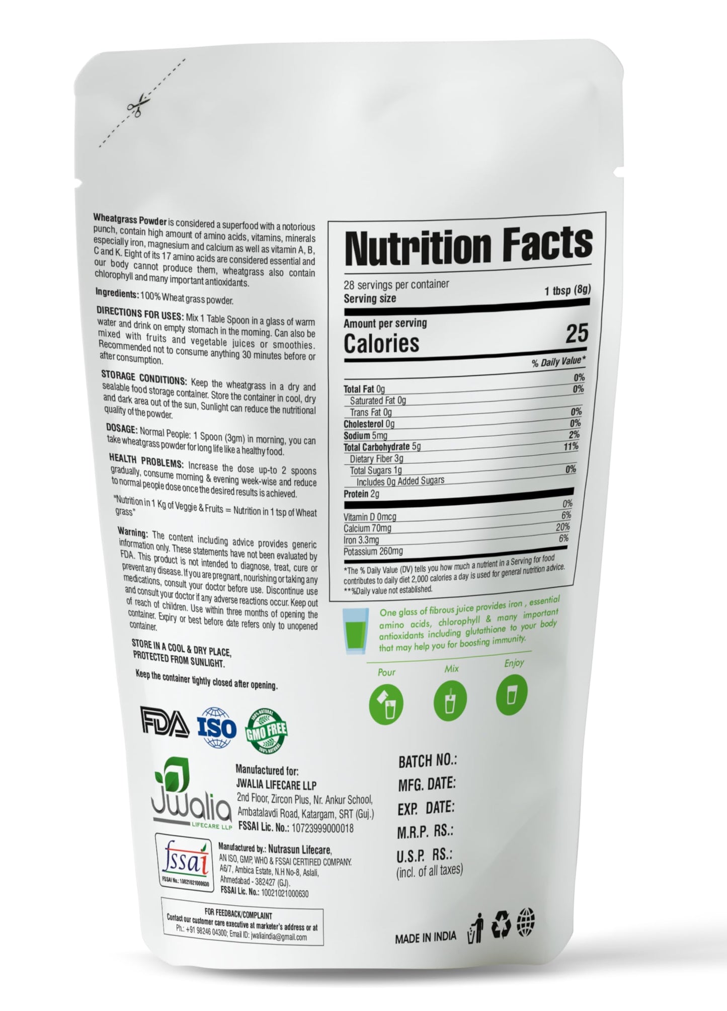 MYHERB 100% Natural Wheat Grass Powder ||100 Gm || For Men & Women