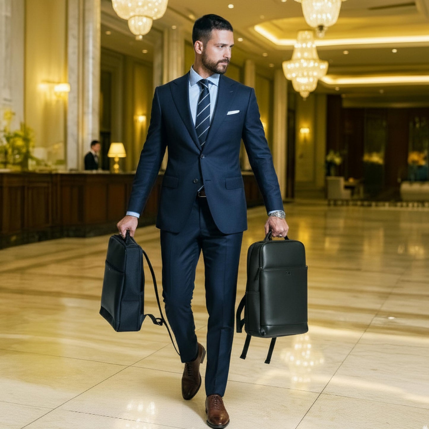 ICON The Professional Laptop Backpack 18L | Premium Vegan Leather Fits 15.6" Laptops | USB Charging Port with Zippers Luggage Sleeve, Water-Resistant & Multipurpose Unisex Bag - Black